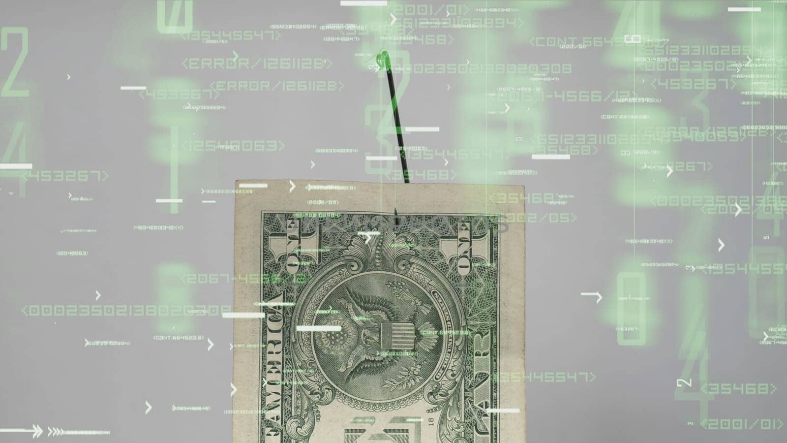 Dollar On A Fishing Hook On tech background