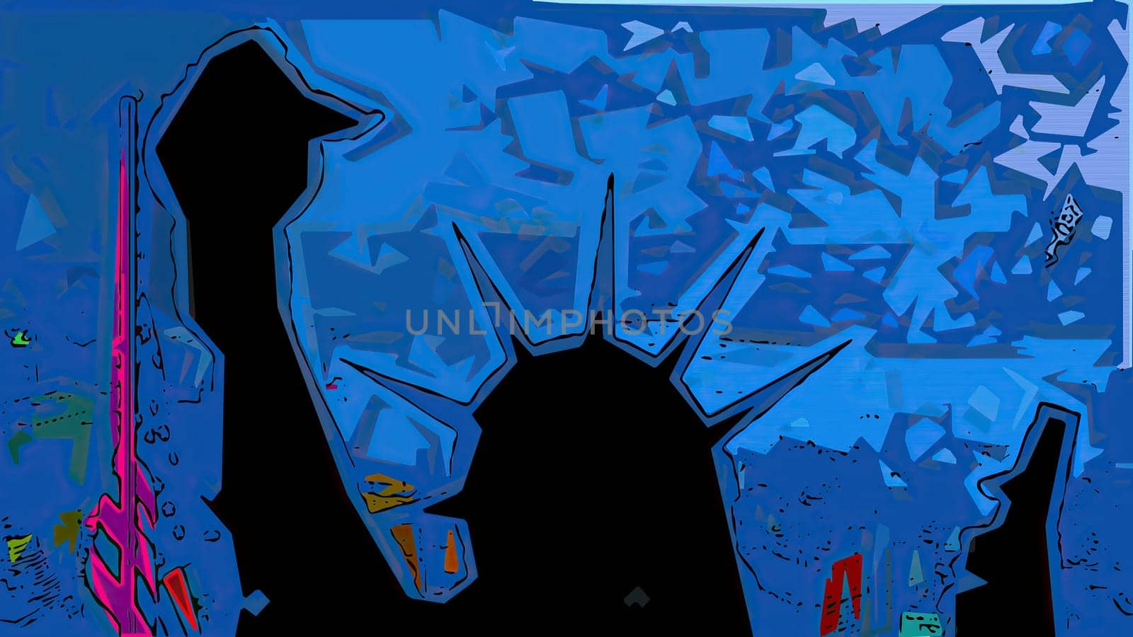 New York Statue of Liberty in a Pop Art Style Layout,New York Statue of Liberty in a Pop Art Style Layout
