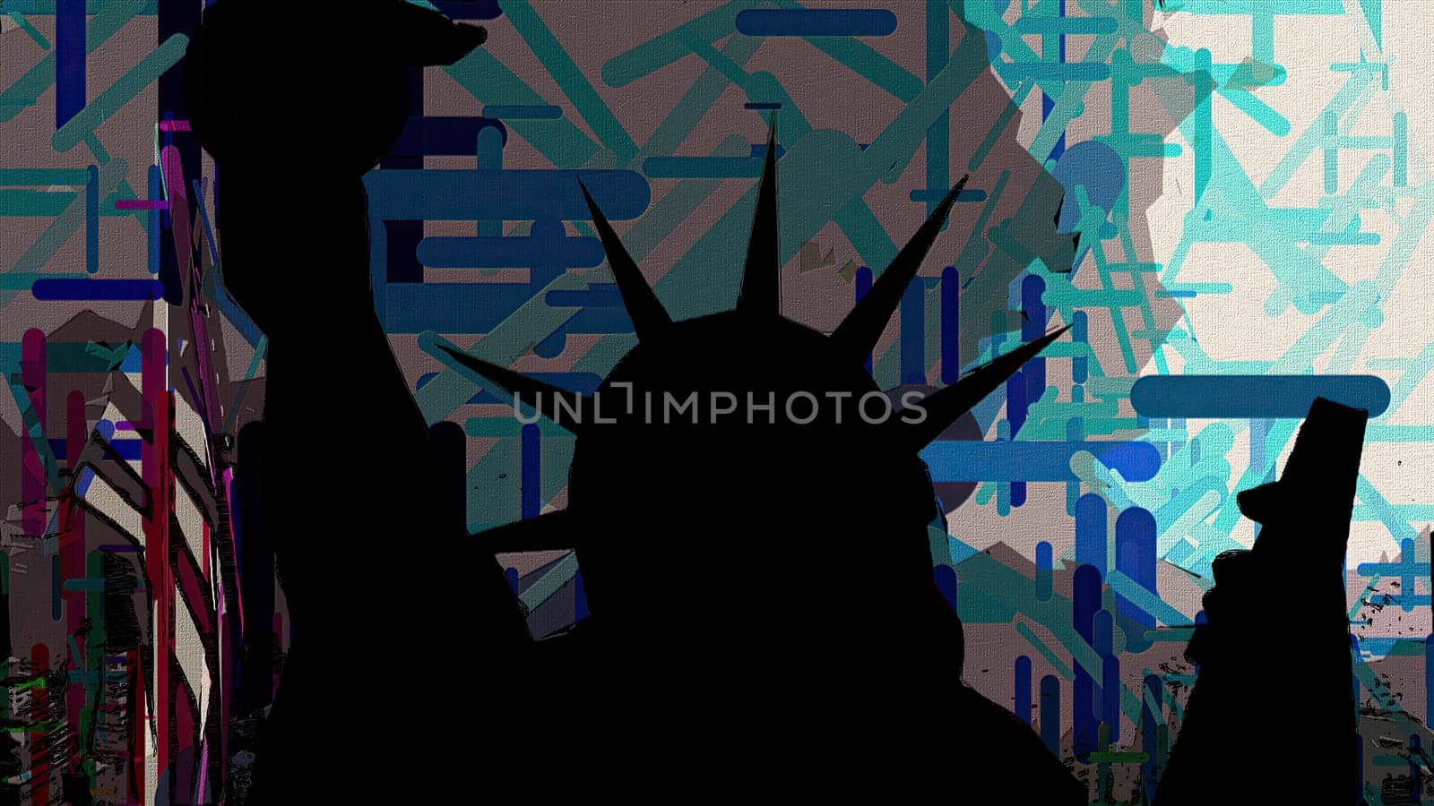 New York Statue of Liberty in a Pop Art Style Layout,New York Statue of Liberty in a Pop Art Style Layout