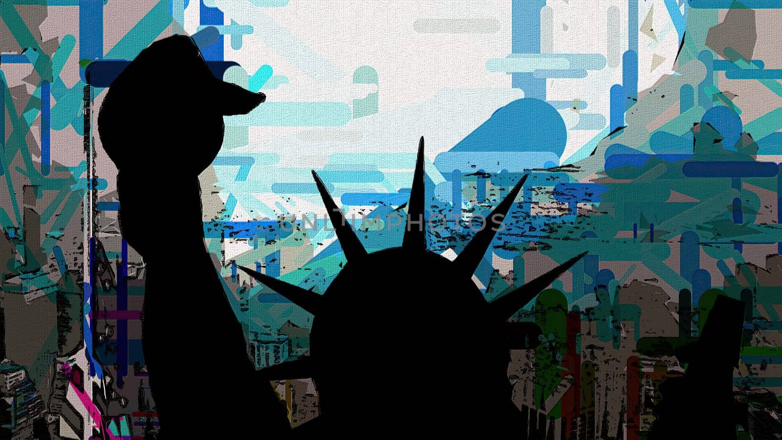 New York Statue of Liberty in a Pop Art Style Layout,New York Statue of Liberty in a Pop Art Style Layout