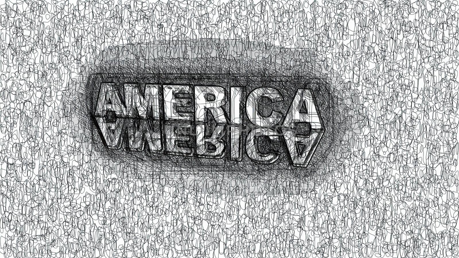America text hand draw digital art illustration,America text hand draw digital art illustration