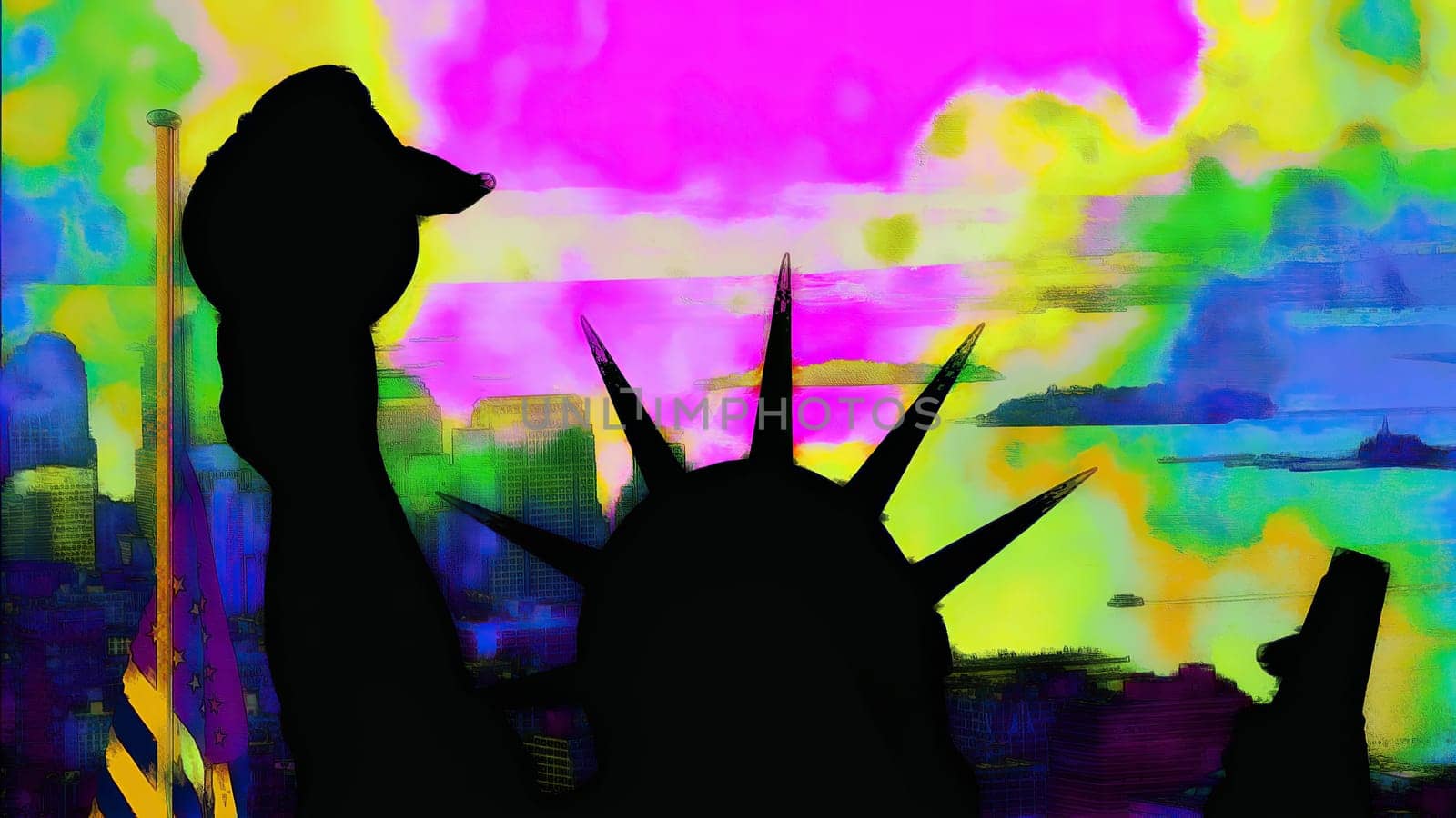 New York Statue of Liberty in a Pop Art Style Layout,New York Statue of Liberty in a Pop Art Style Layout