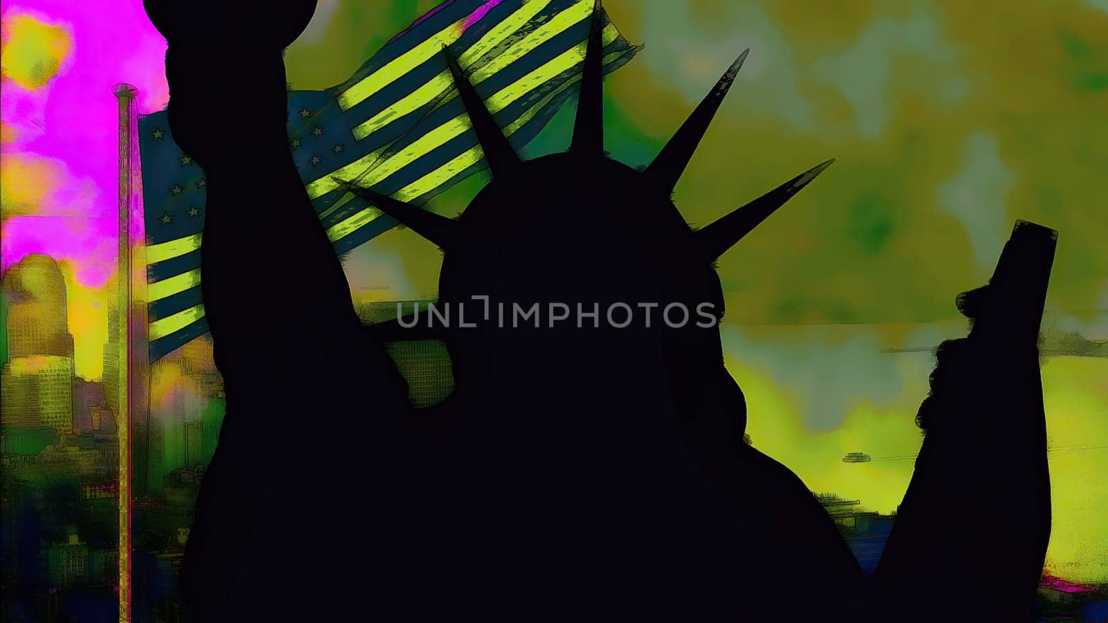 New York Statue of Liberty in a Pop Art Style Layout,New York Statue of Liberty in a Pop Art Style Layout