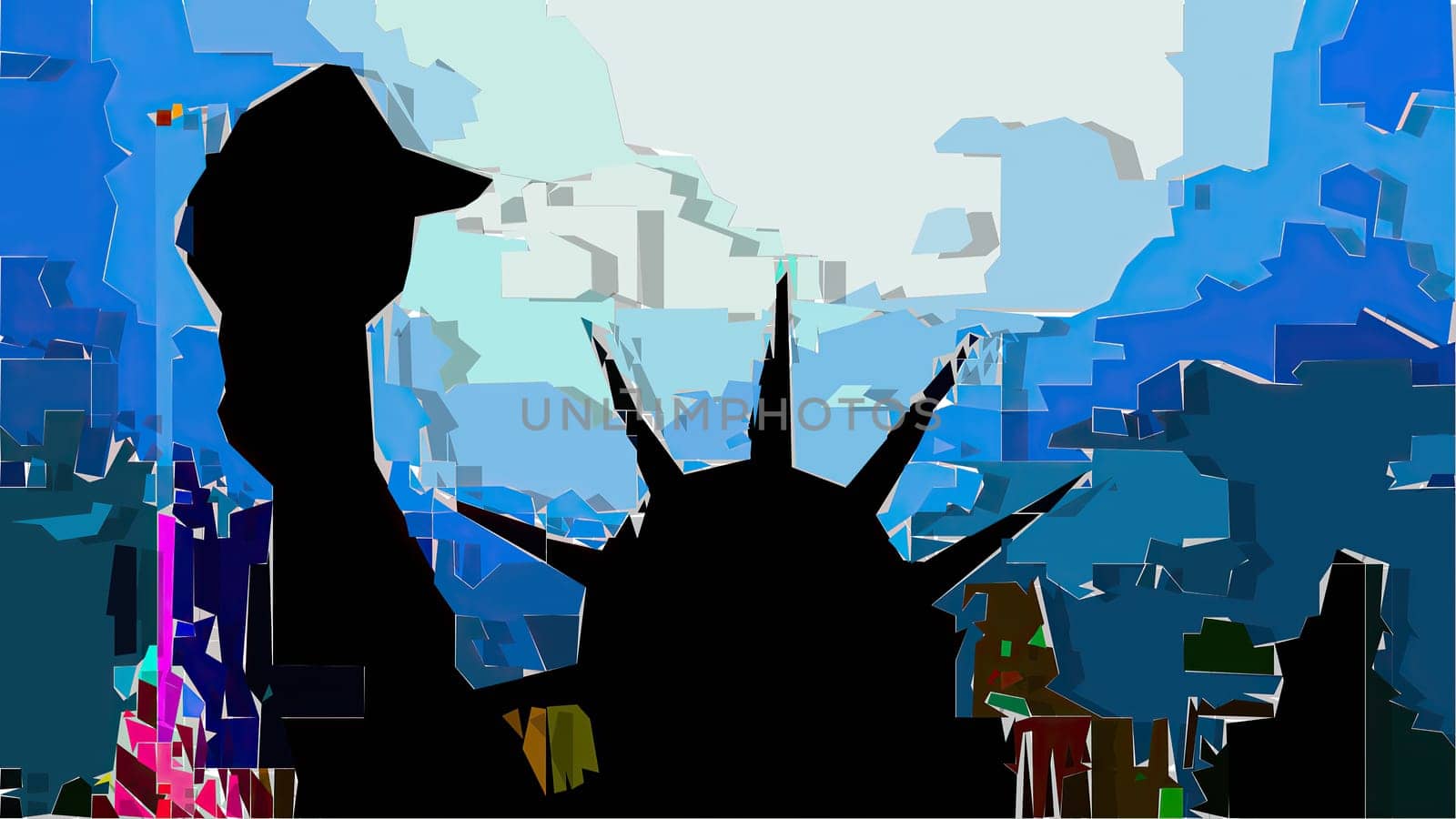 New York Statue of Liberty in a Pop Art Style Layout,New York Statue of Liberty in a Pop Art Style Layout