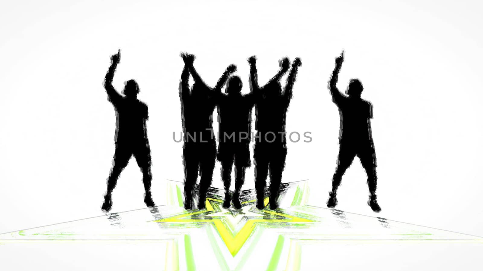 People dancing hand draw digital art illustration