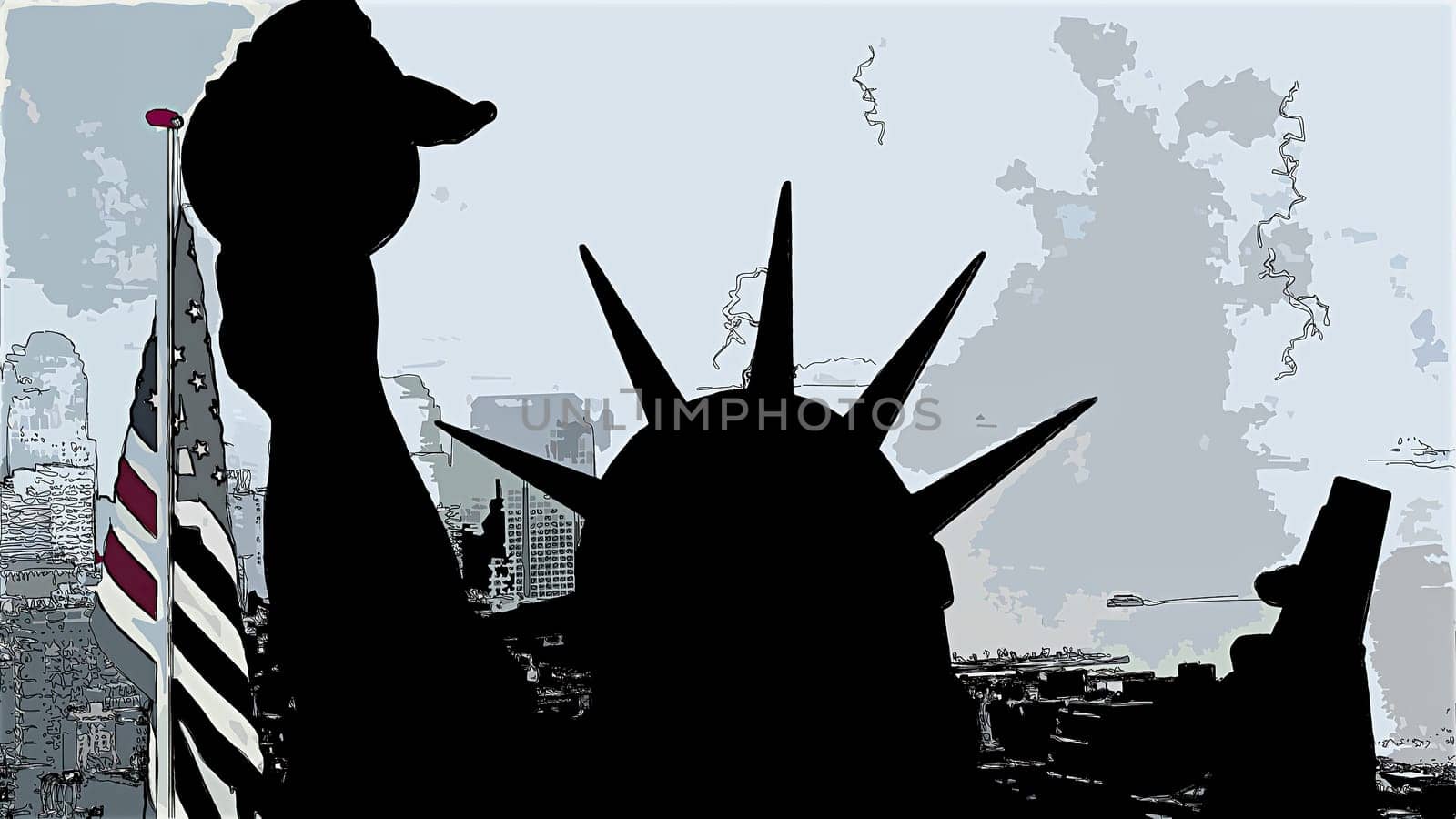 New York Statue of Liberty in a Pop Art Style Layout,New York Statue of Liberty in a Pop Art Style Layout