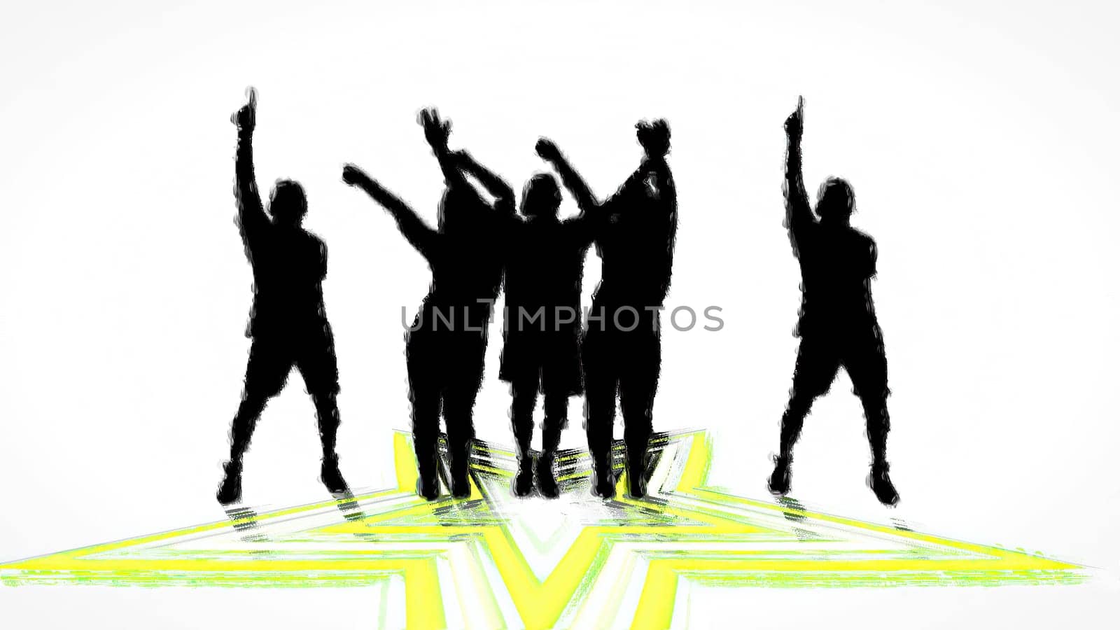 People dancing hand draw digital art illustration