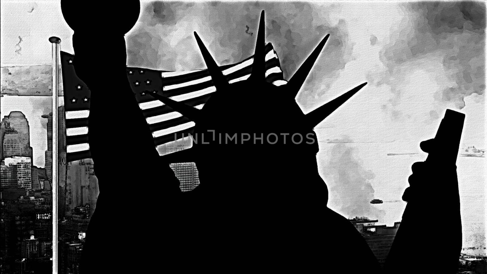 Statue of liberty hand draw digital art illustration,Statue of liberty hand draw digital art illustration