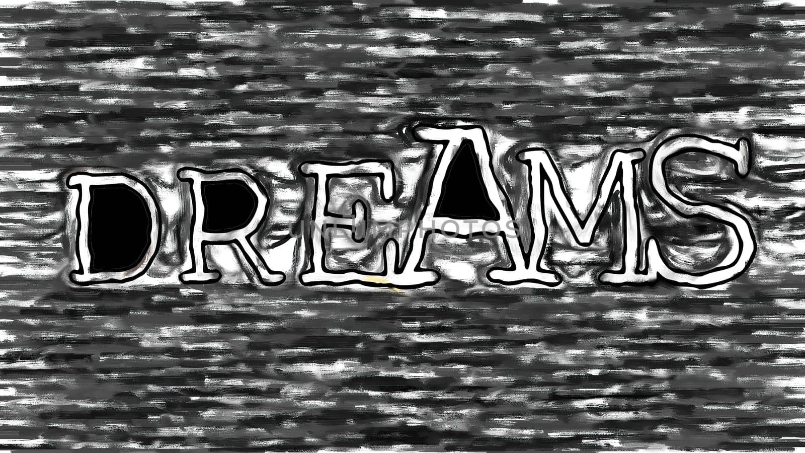 Dreams text hand draw digital art illustration,Dreams text hand draw digital art illustration
