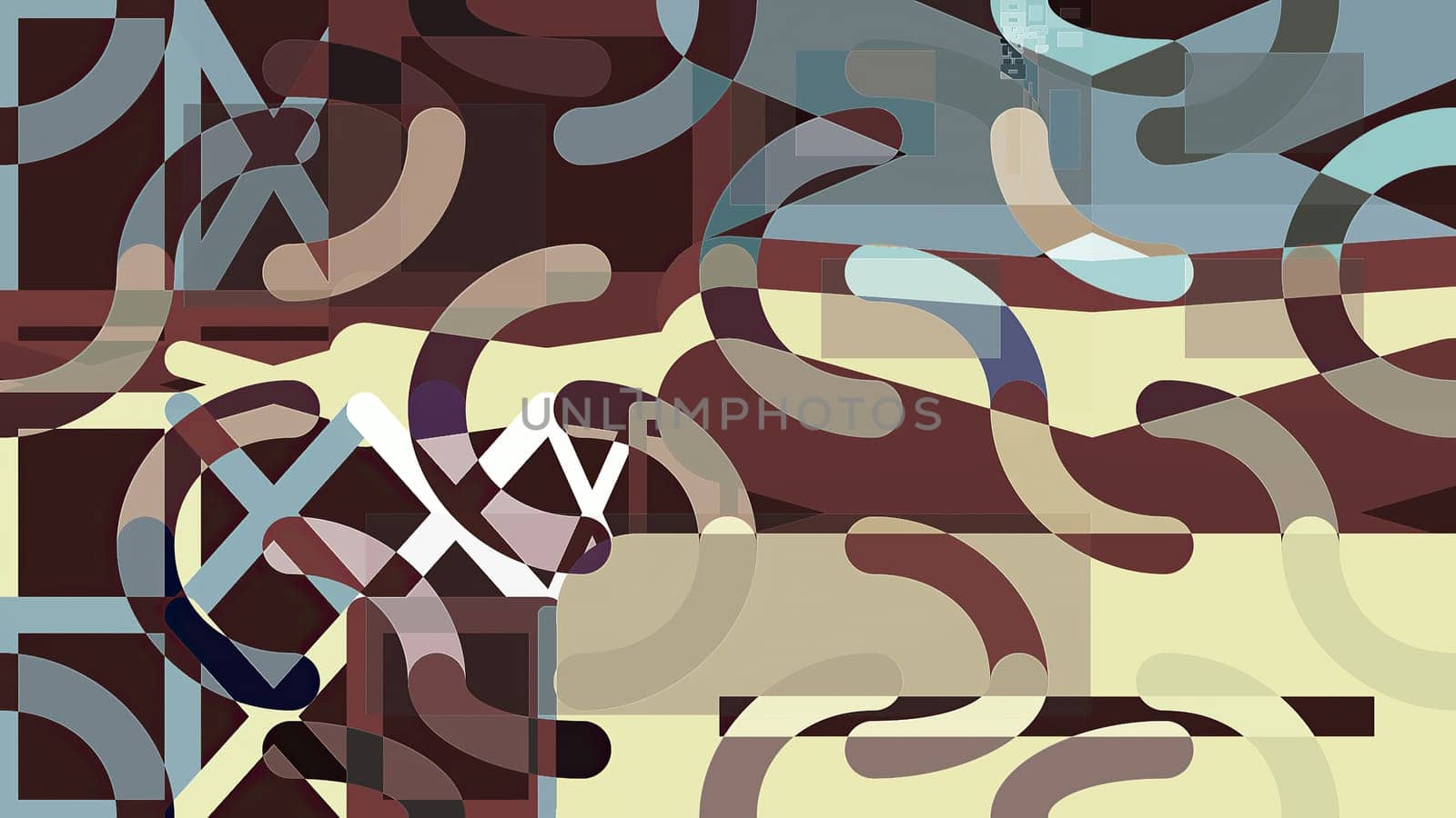 Artwork of abstract composition made with geometrical shapes and elements
