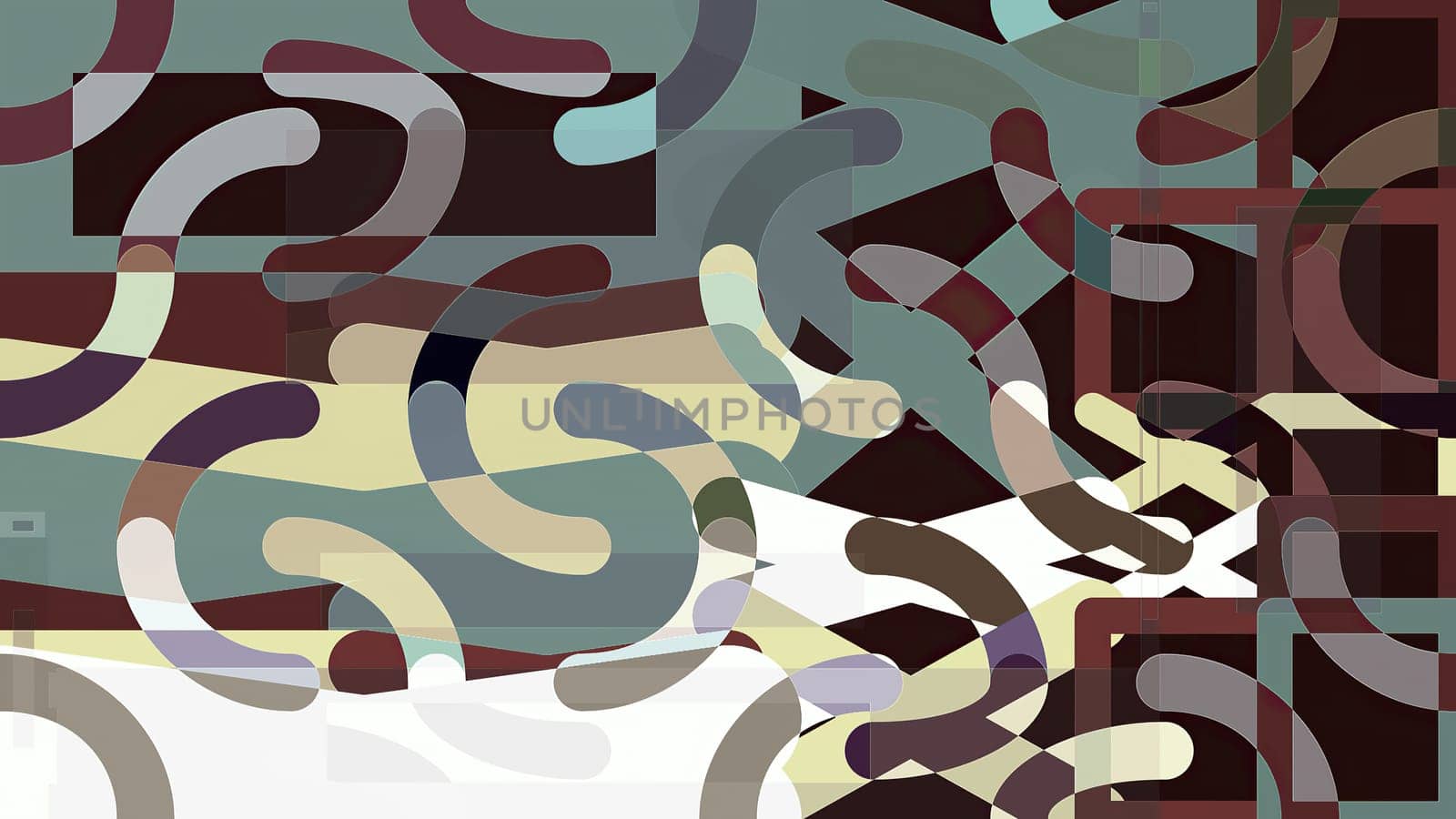 Artwork of abstract composition made with geometrical shapes and elements