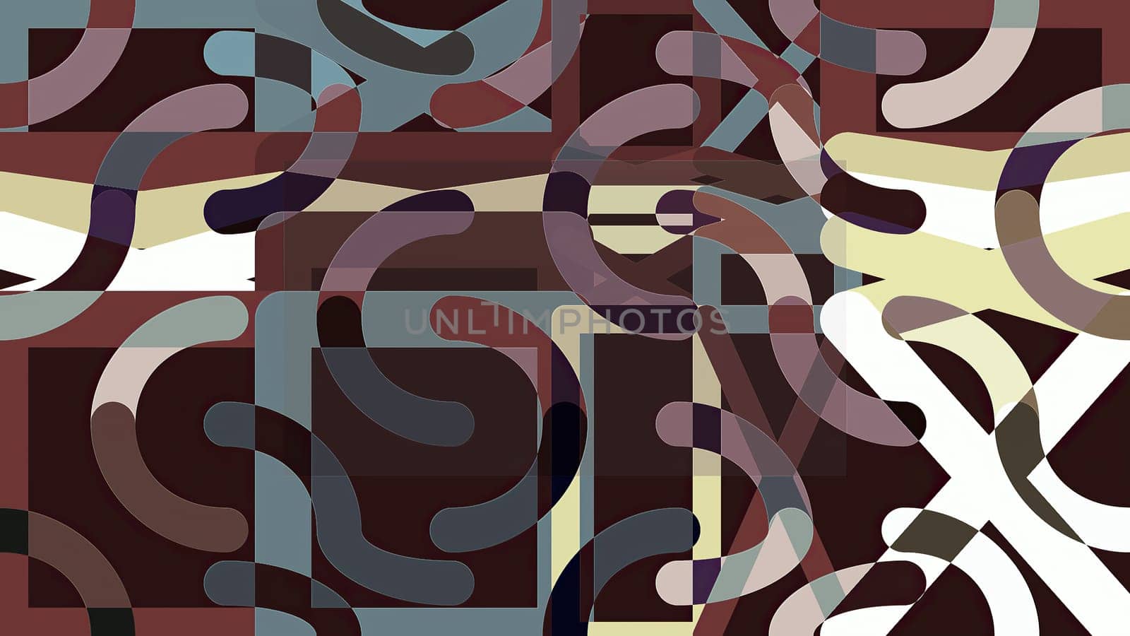 Artwork of abstract composition made with geometrical shapes and elements