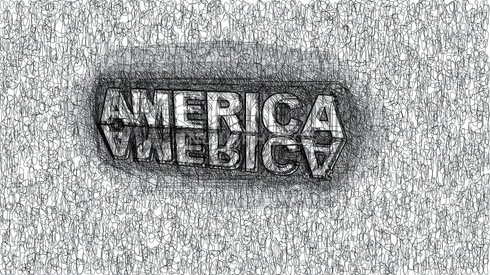 America text hand draw digital art illustration,America text hand draw digital art illustration