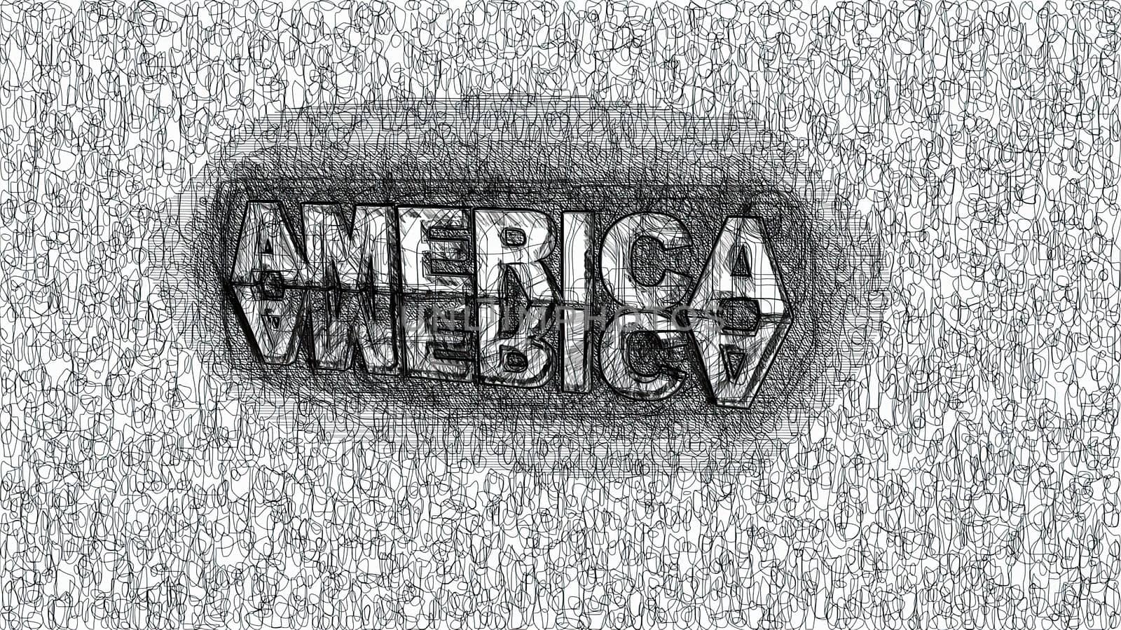 America text hand draw digital art illustration,America text hand draw digital art illustration