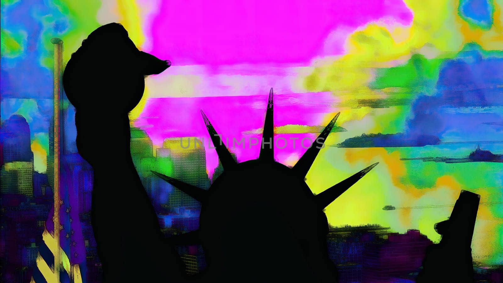 New York Statue of Liberty in a Pop Art Style Layout,New York Statue of Liberty in a Pop Art Style Layout