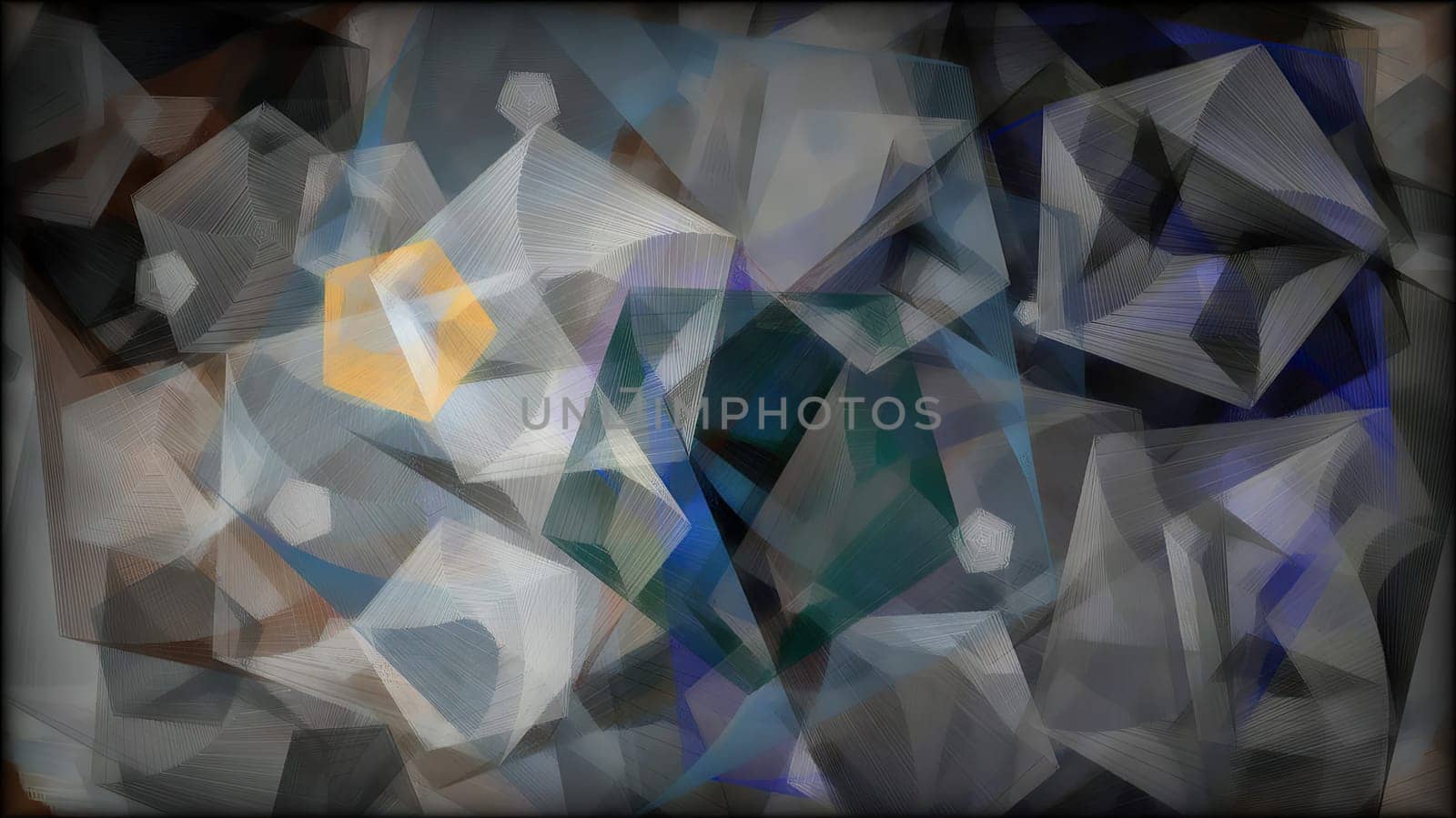Cubes and triangles hand draw digital art illustration