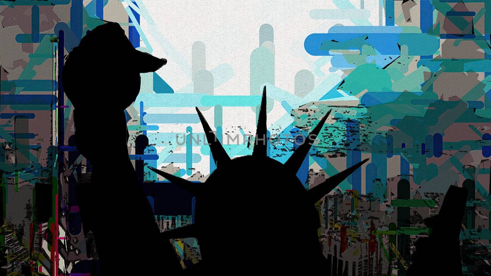 New York Statue of Liberty in a Pop Art Style Layout,New York Statue of Liberty in a Pop Art Style Layout