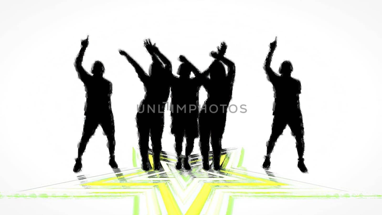 People dancing hand draw digital art illustration