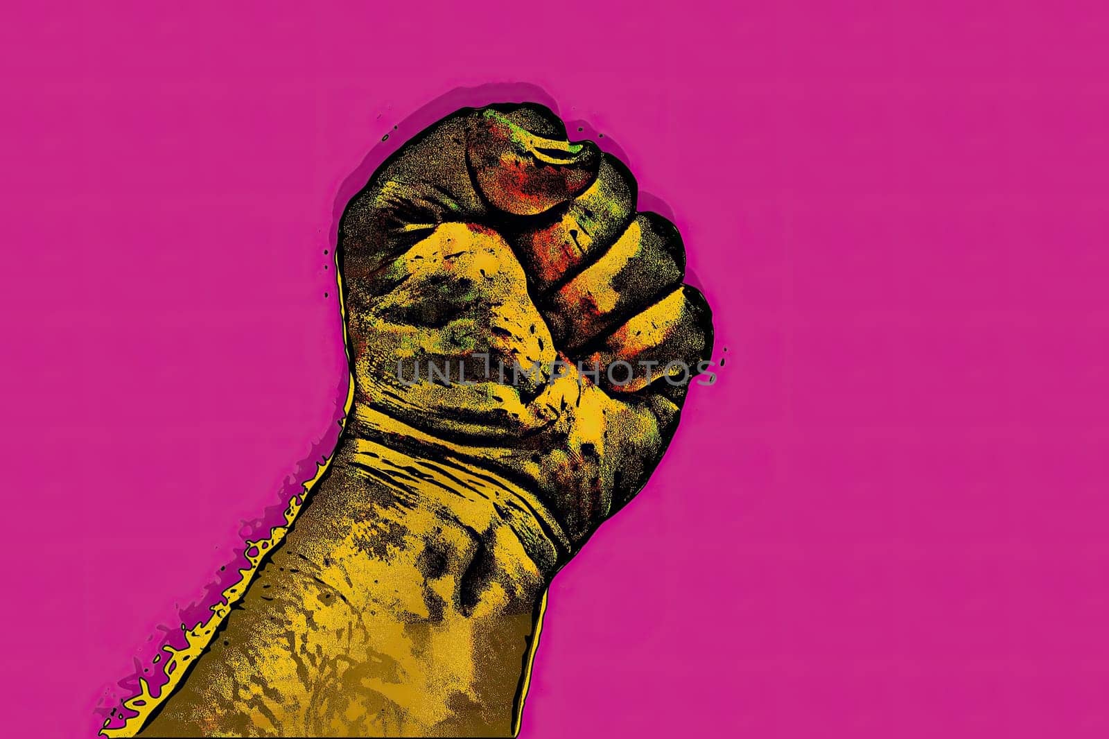 A clenched fist held high in protest hand draw,A clenched fist held high in protest hand draw