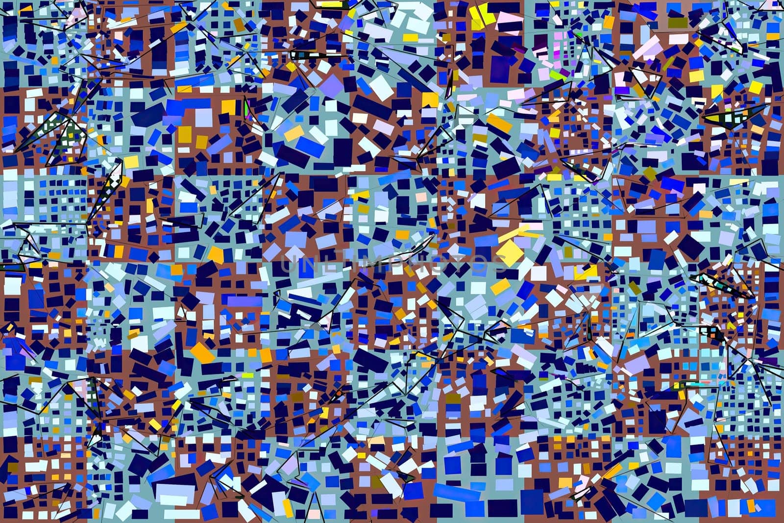 Artwork of abstract composition made with geometrical shapes and elements