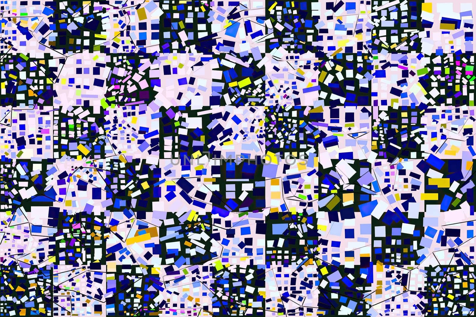 Artwork of abstract composition made with geometrical shapes and elements