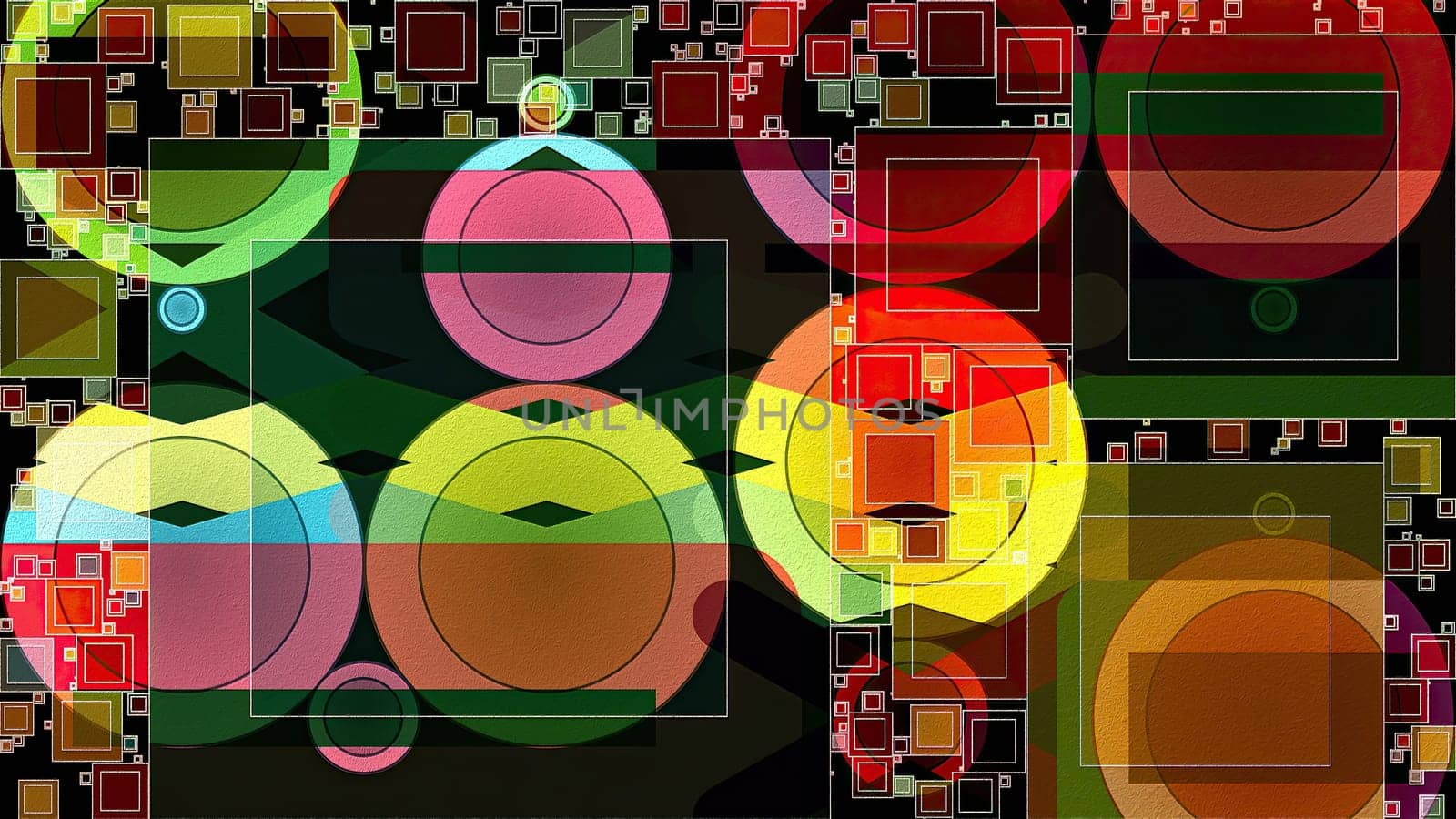 Artwork of abstract composition made with geometrical shapes and elements