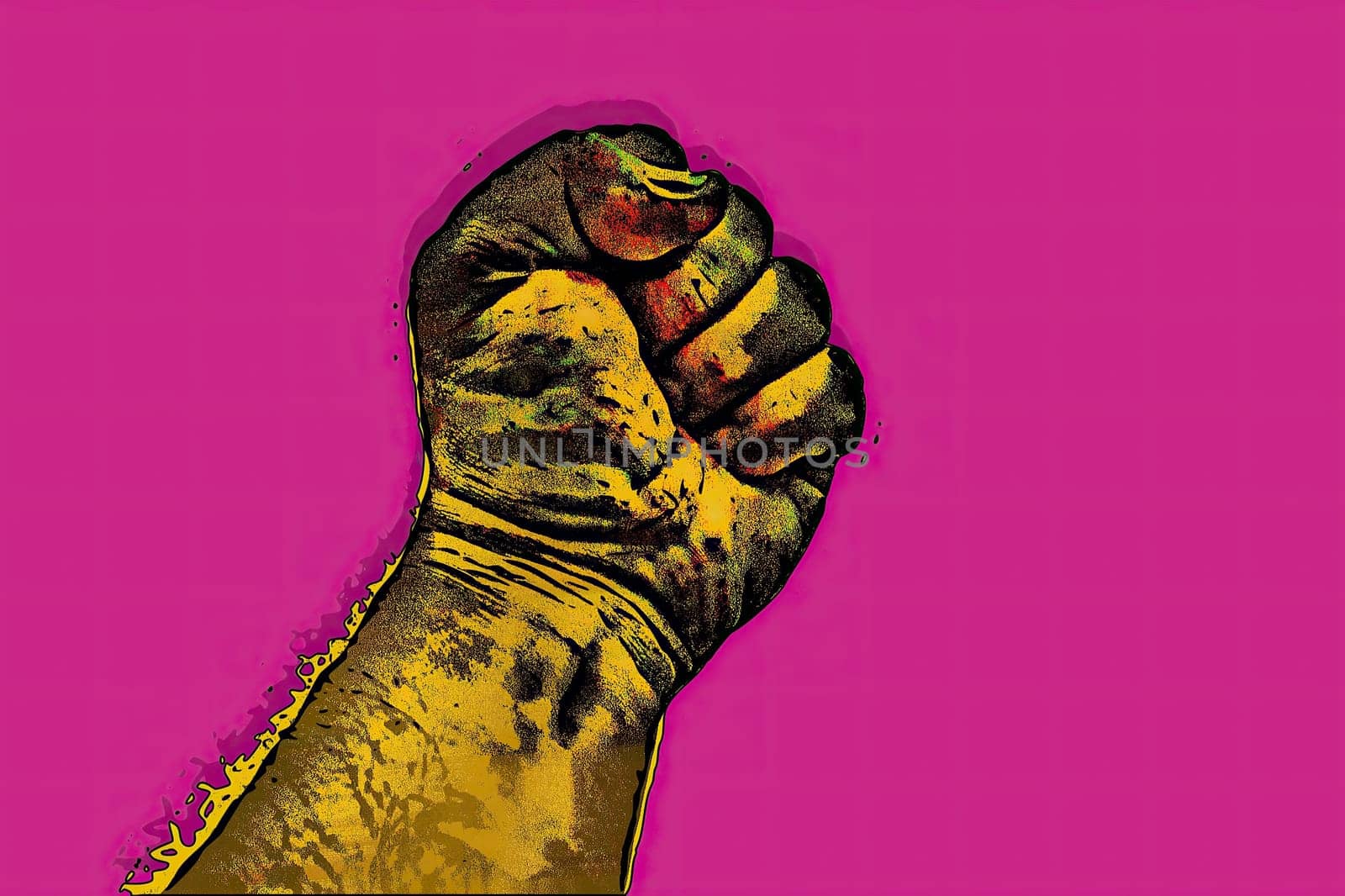 A clenched fist held high in protest hand draw,A clenched fist held high in protest hand draw