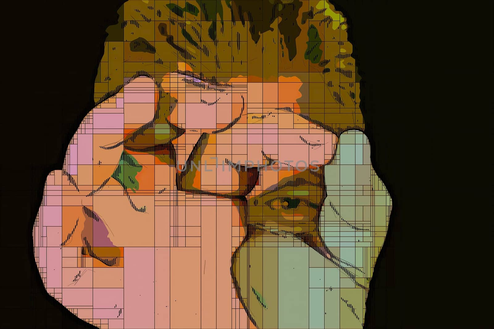 Artwork of abstract composition made with shapes and elements,Artwork of abstract composition made with shapes and elements