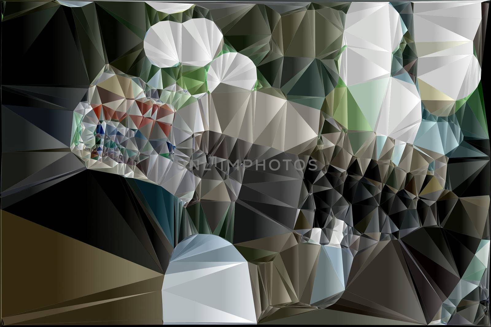Artwork of abstract composition made with geometrical shapes and elements