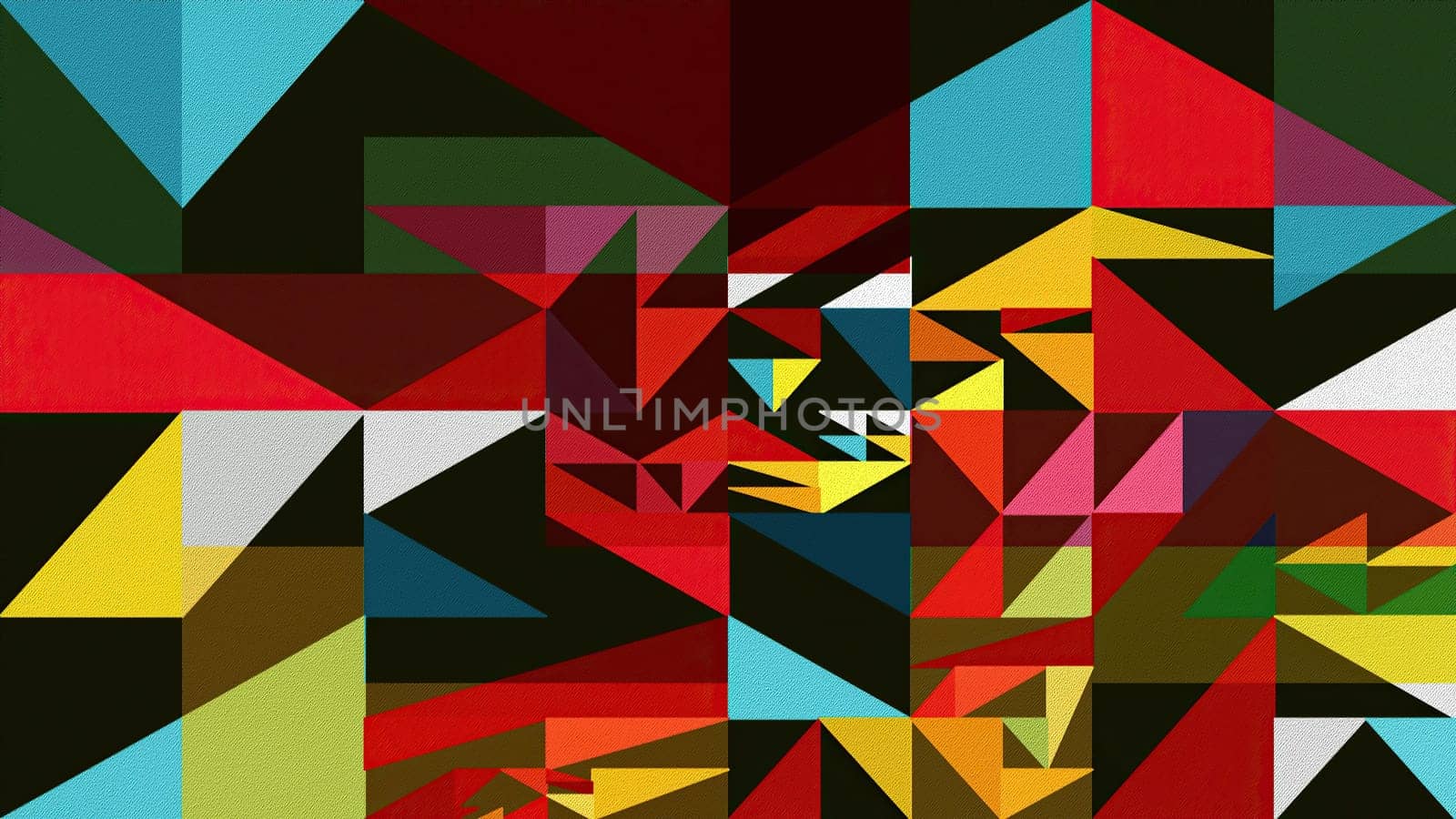 Artwork of abstract composition made with geometrical shapes and