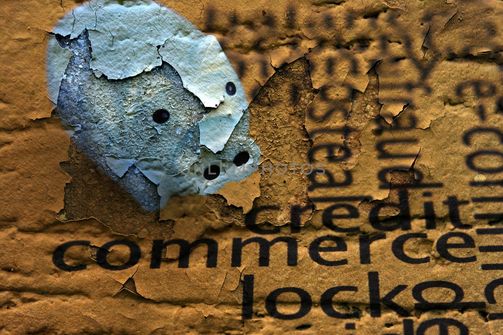 Commerce and piggy bank grunge concept