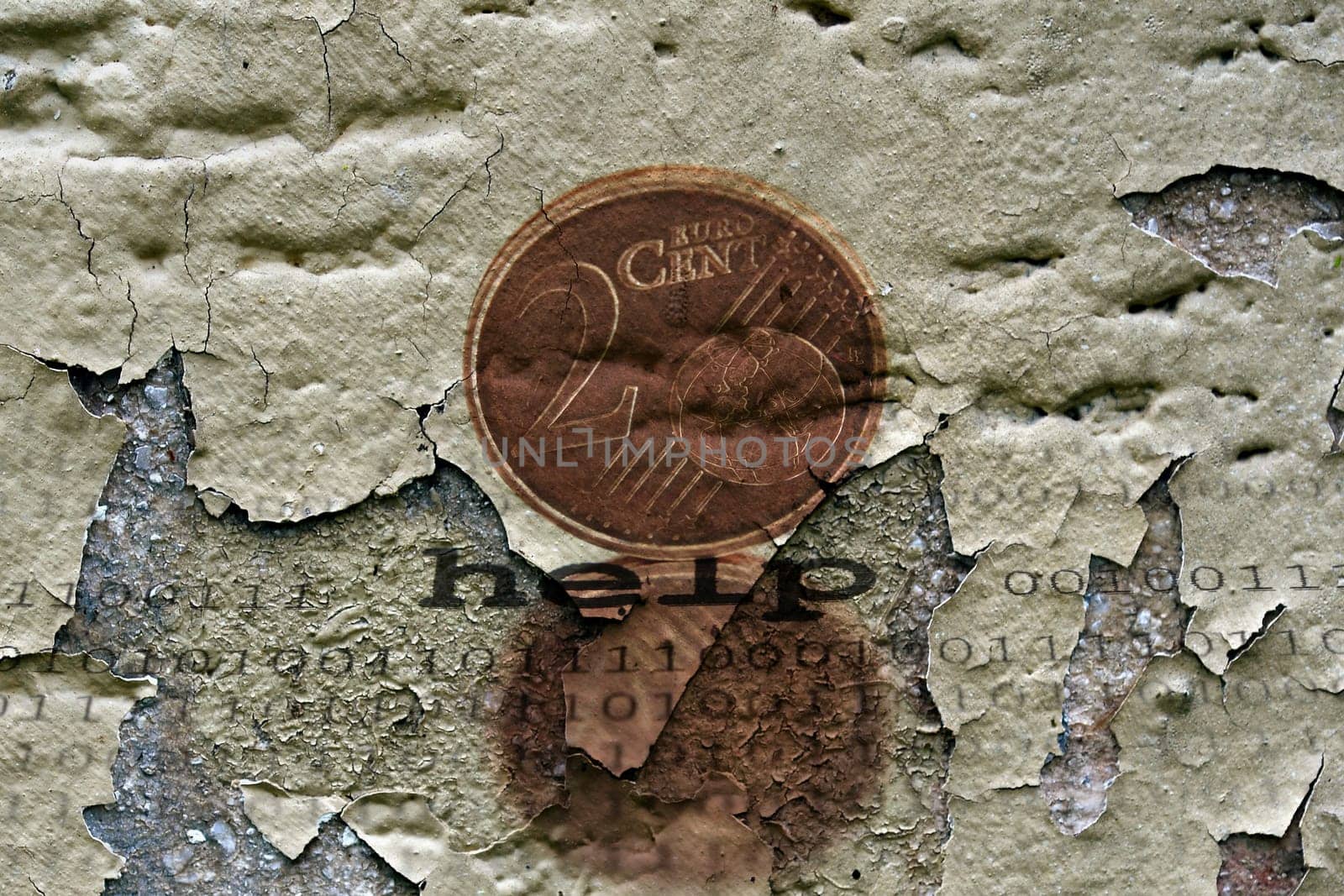 Euro help grunge concept