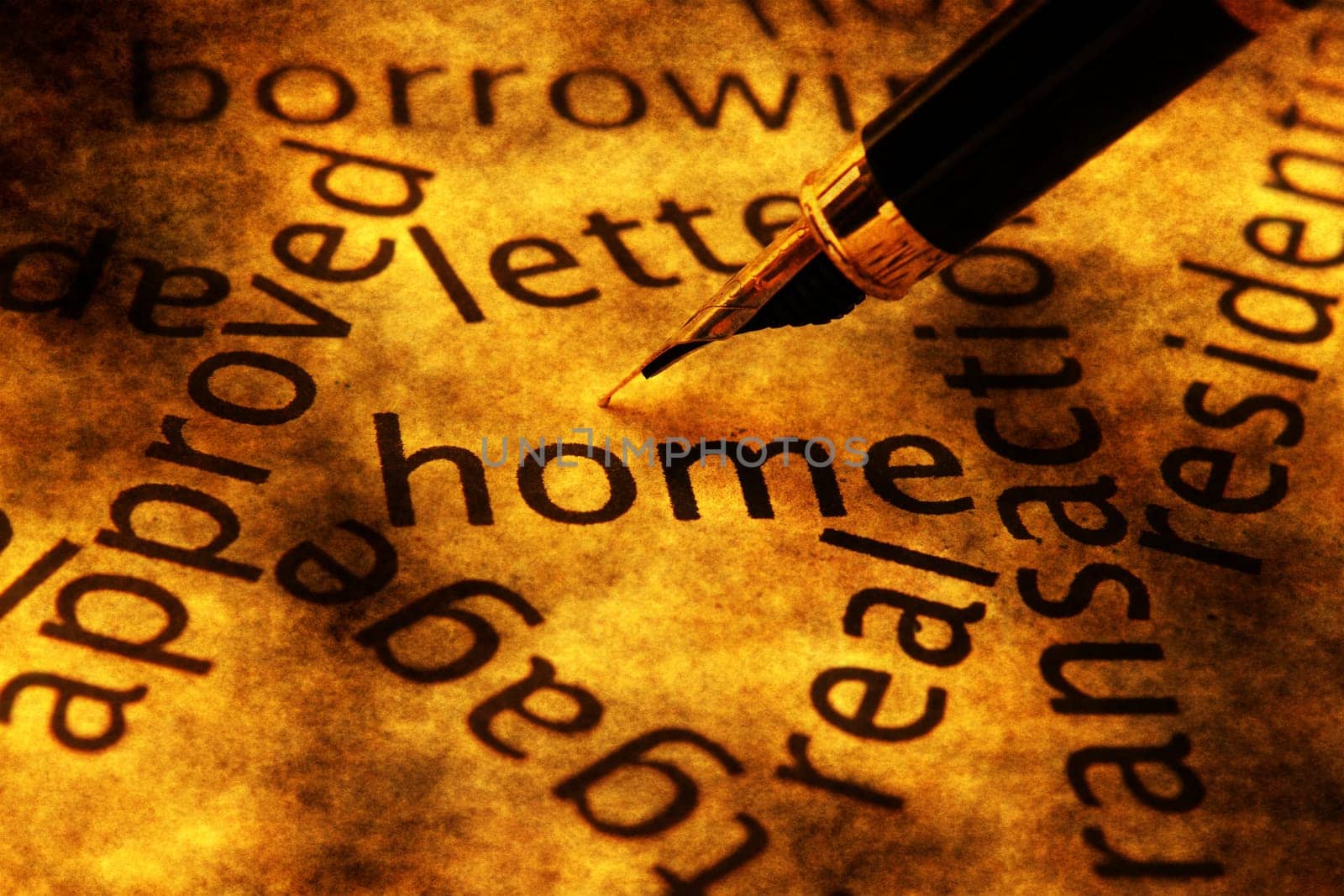 Fountain pen on home text