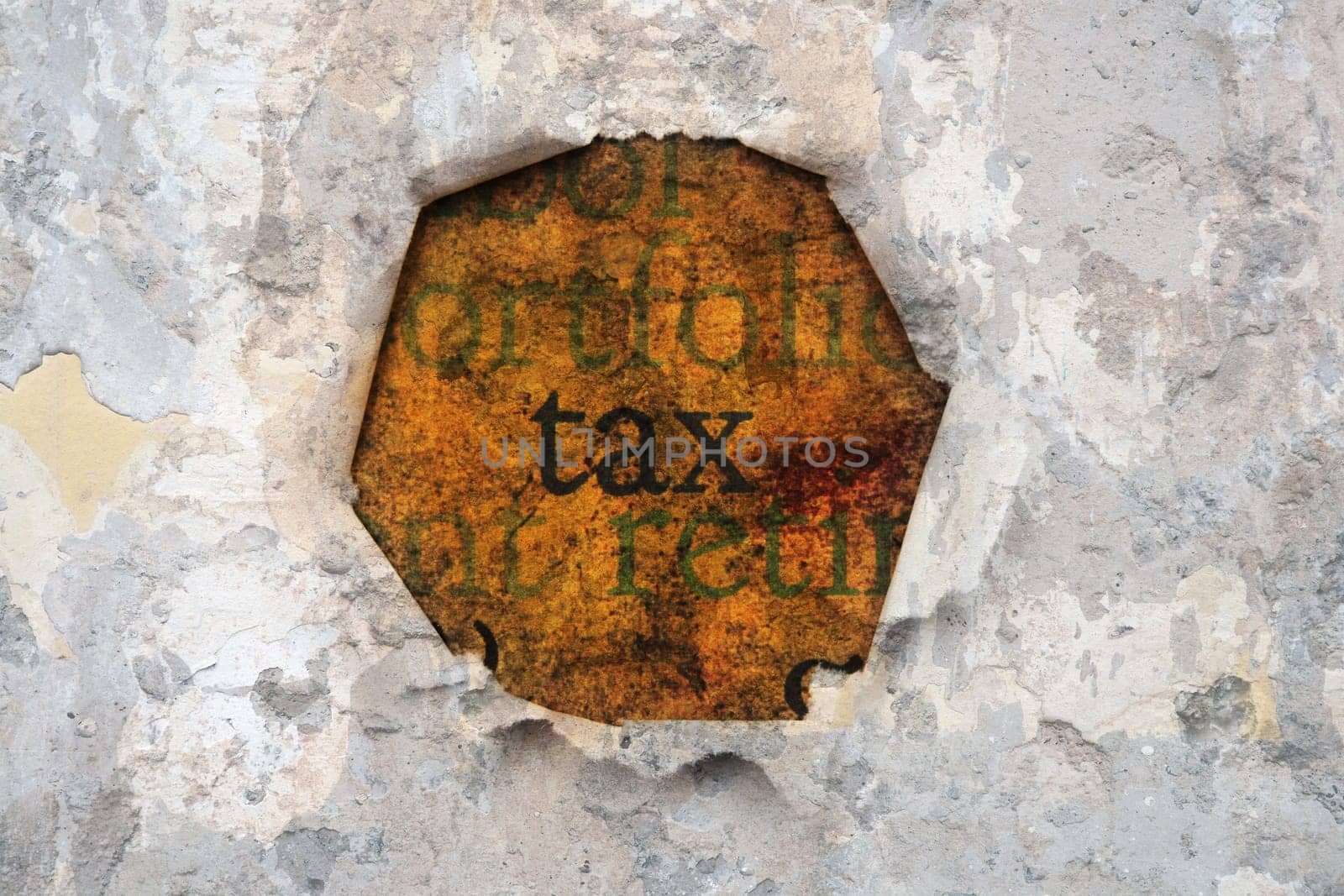 Tax text on hole