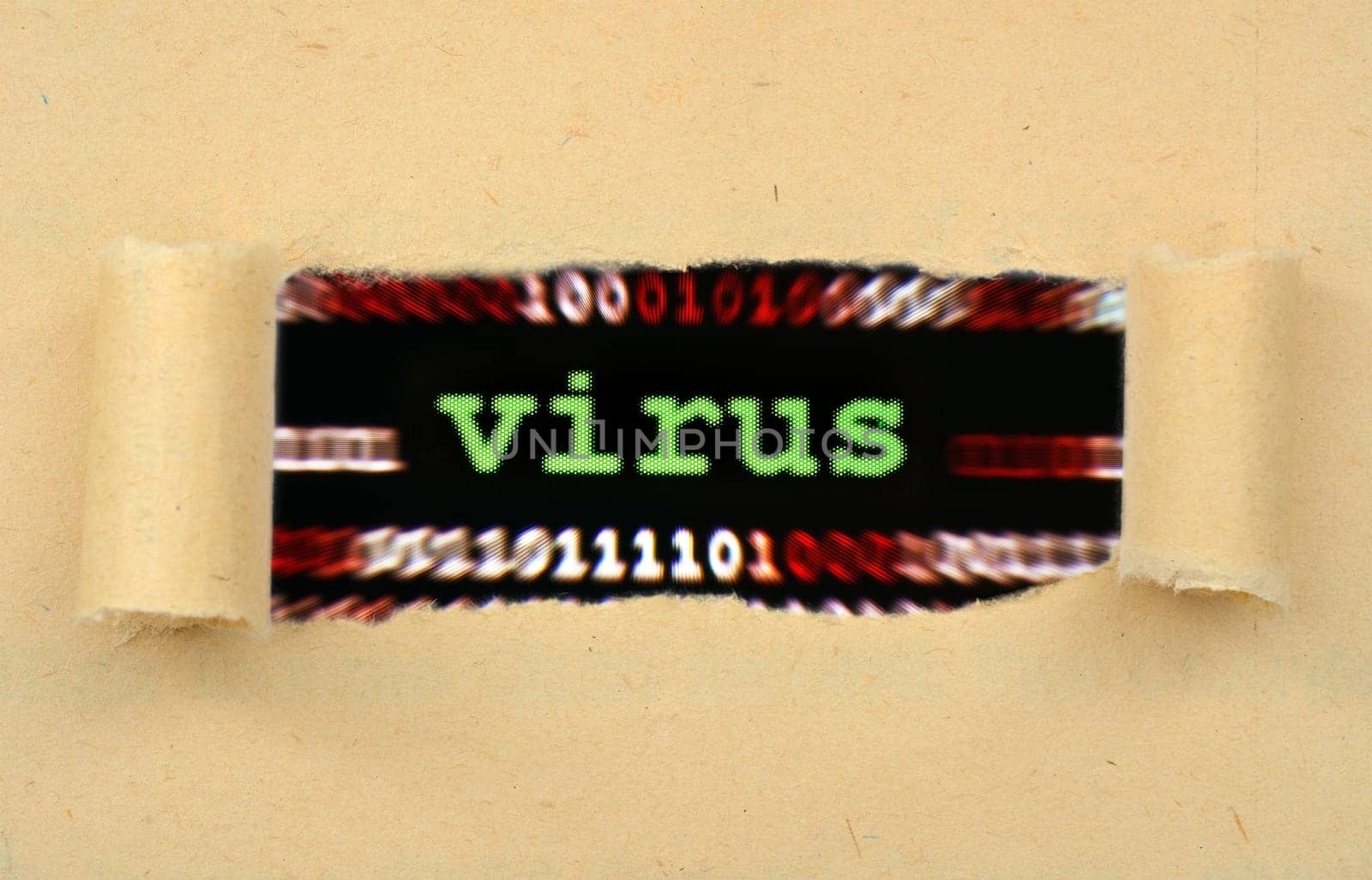 Virus concept on ripped paper
