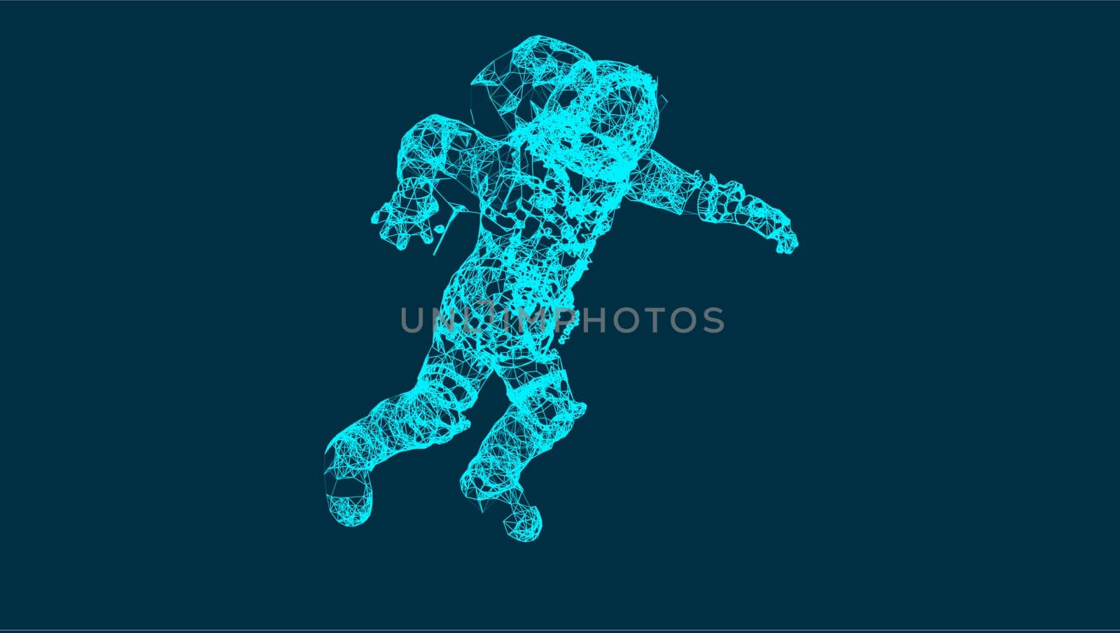 Abstraction with astronaut in the space, consisting of lines and shapes, connection wireframe concept, vector illustration eps 10