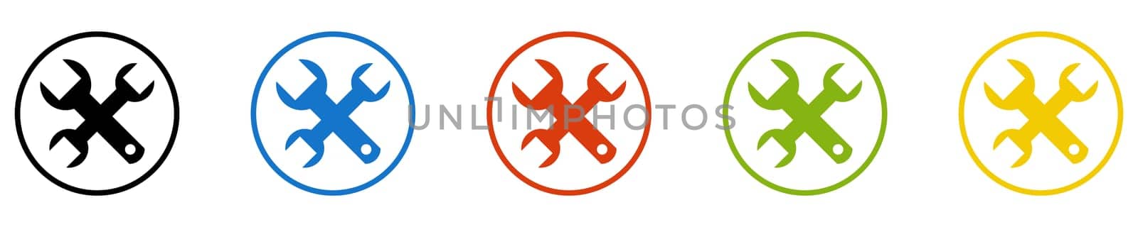 Service Icon - Set of 5 Buttons: Maintenance, Construction or Tools