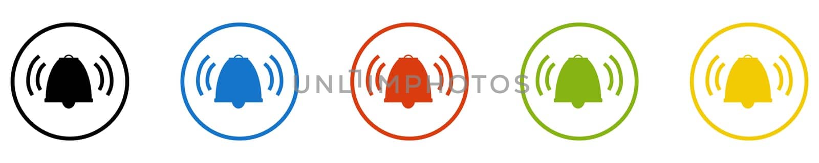 Bell Icon - Set of 5 Buttons: Ringtone, Alert or Alarm