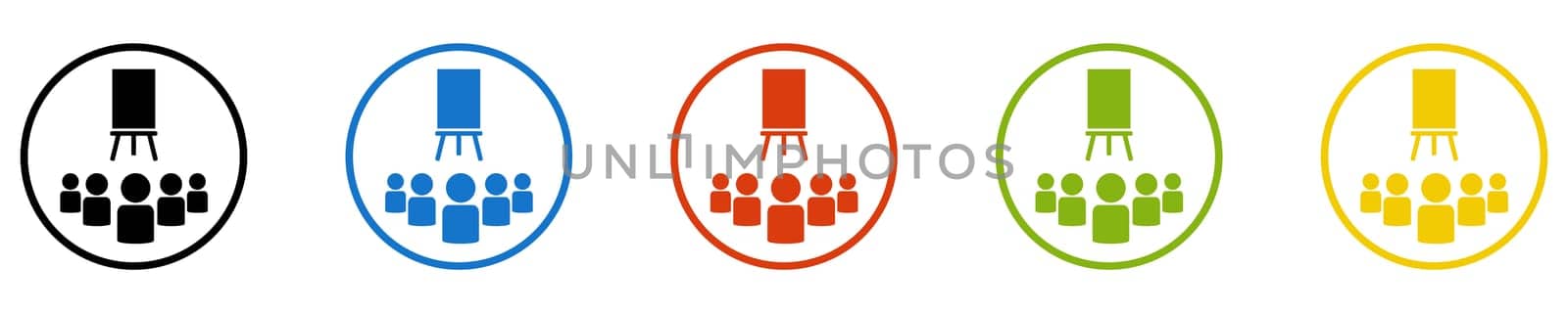 Lecture Icon - Set of 5 Buttons: E-Learning or Seminar