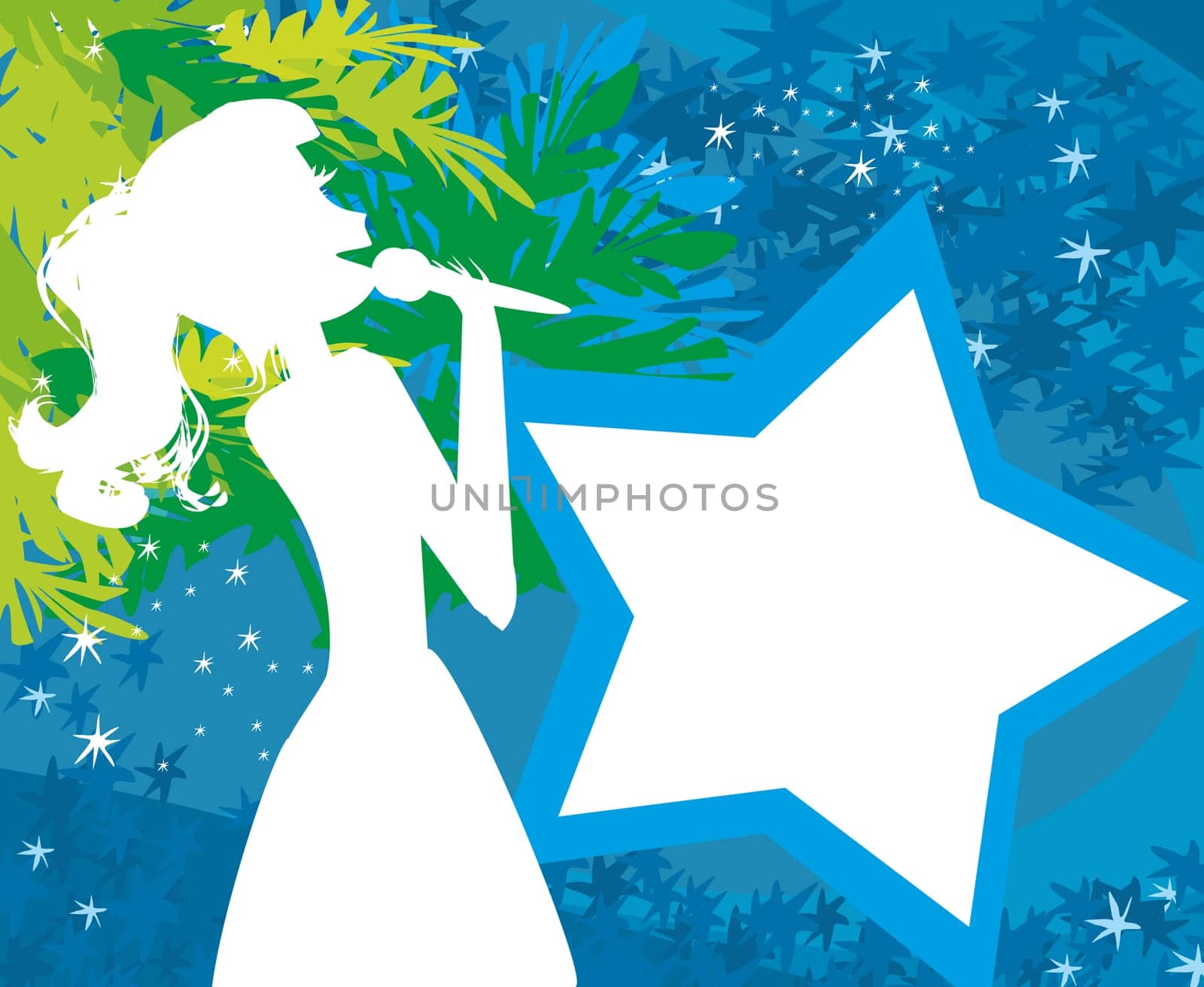 Karaoke night, abstract illustration with microphone and singer