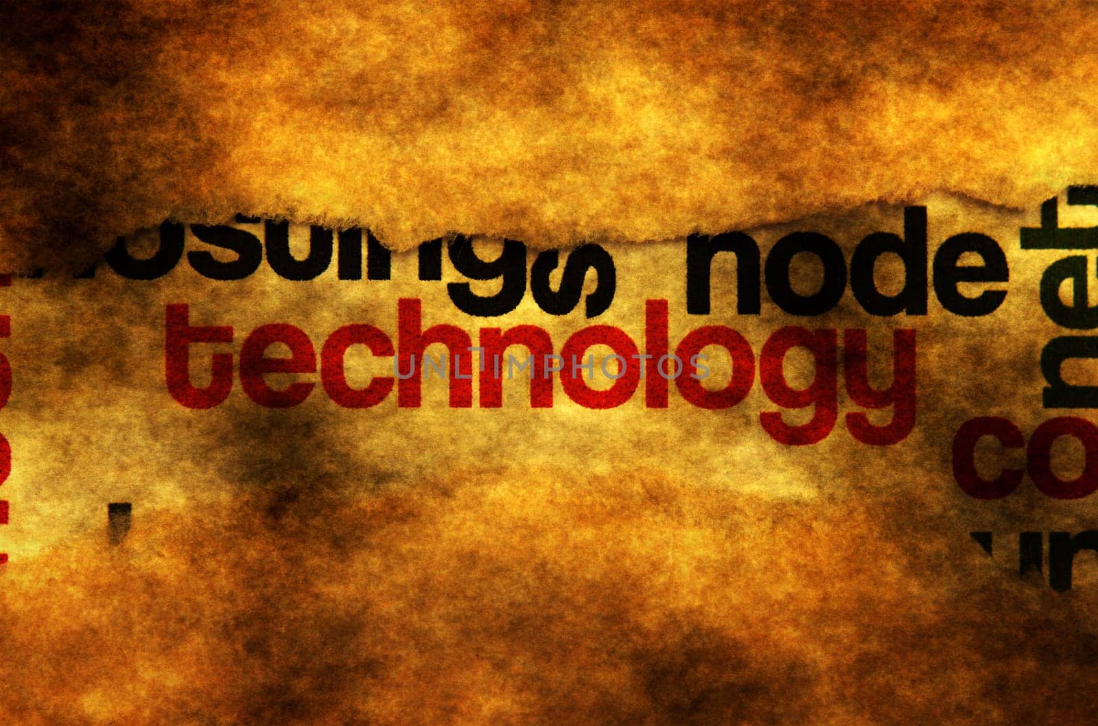 Technology text on grunge background concept