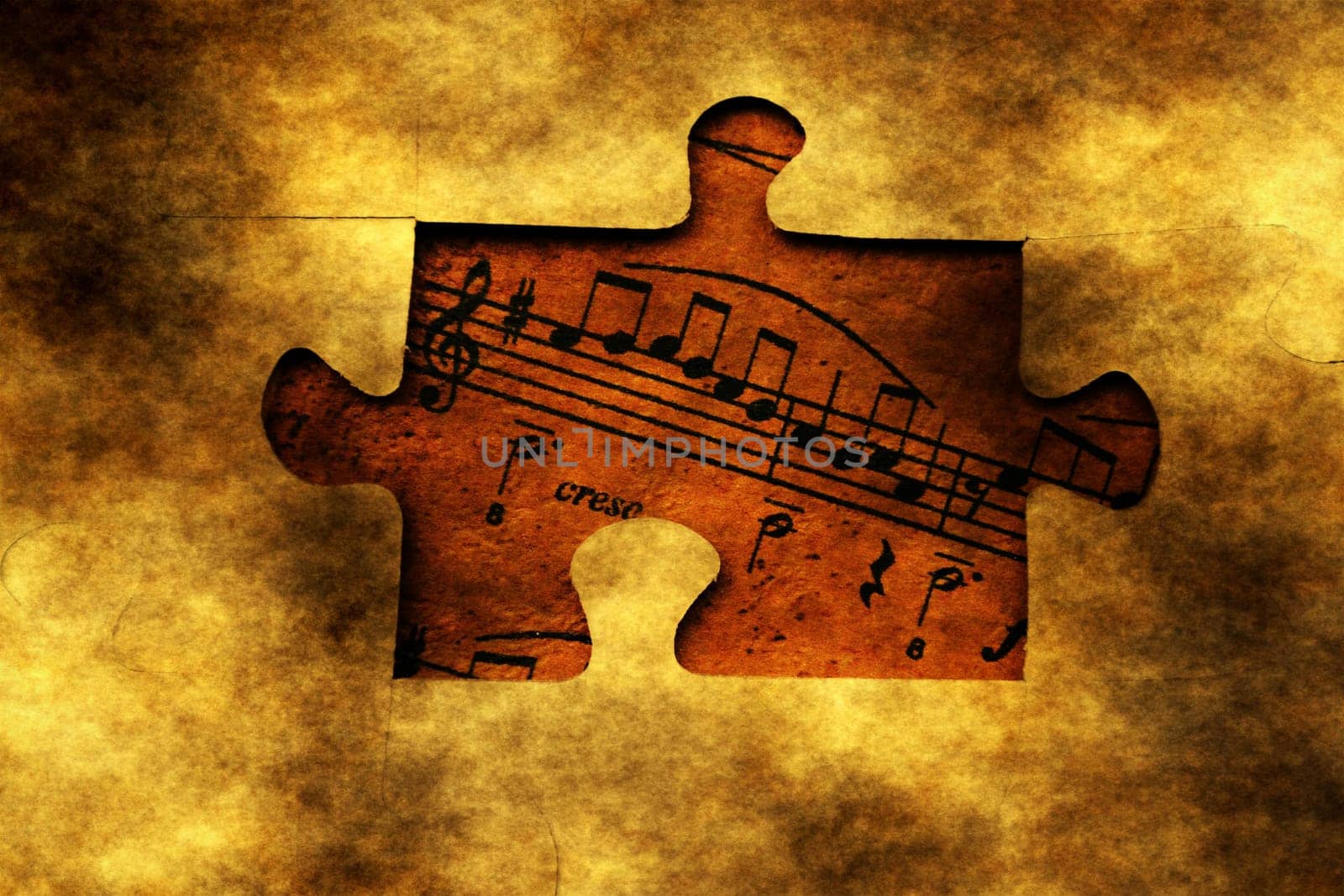 Music  notes and grunge puzzle