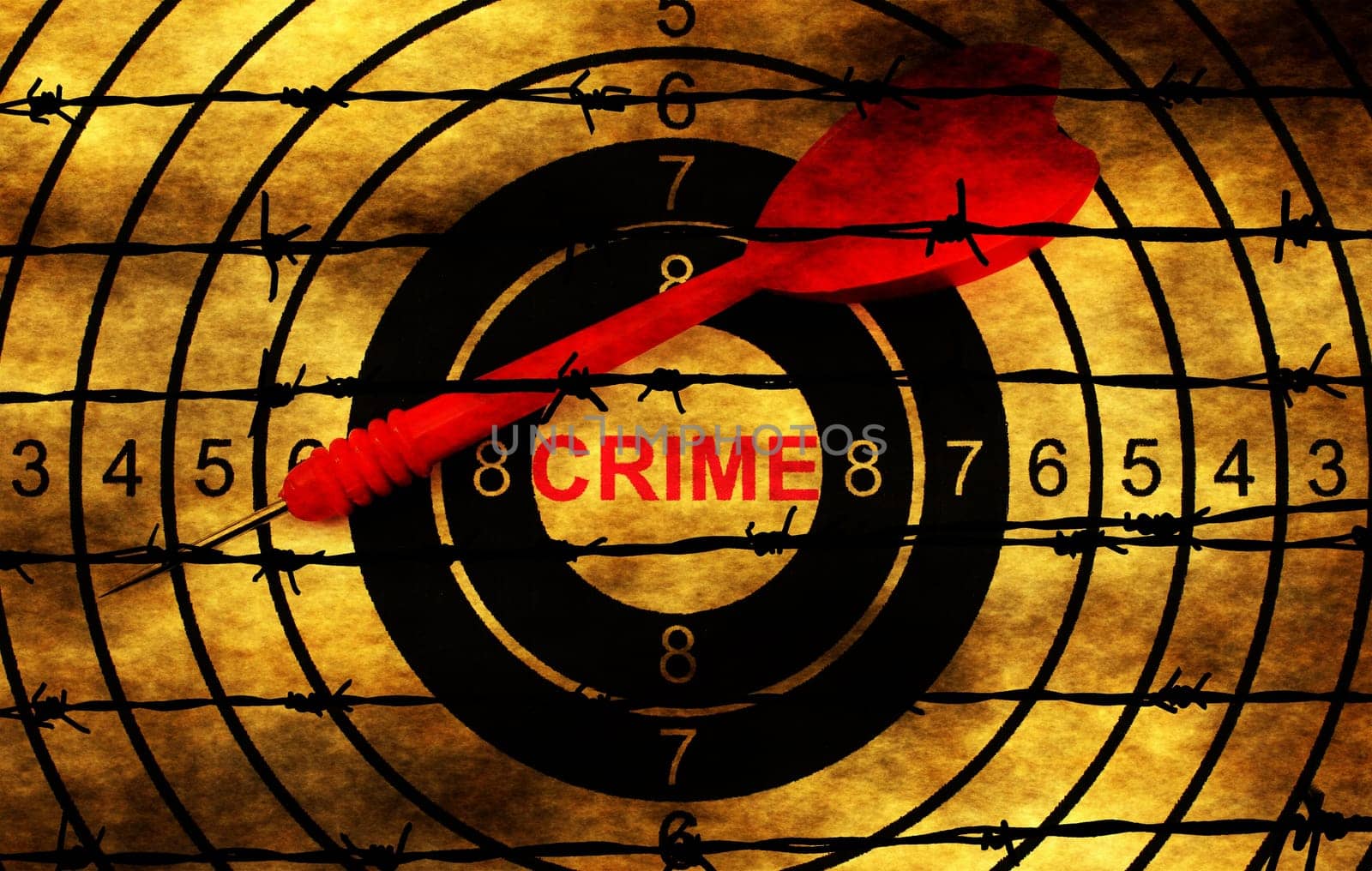 Crime target concept on barbwire