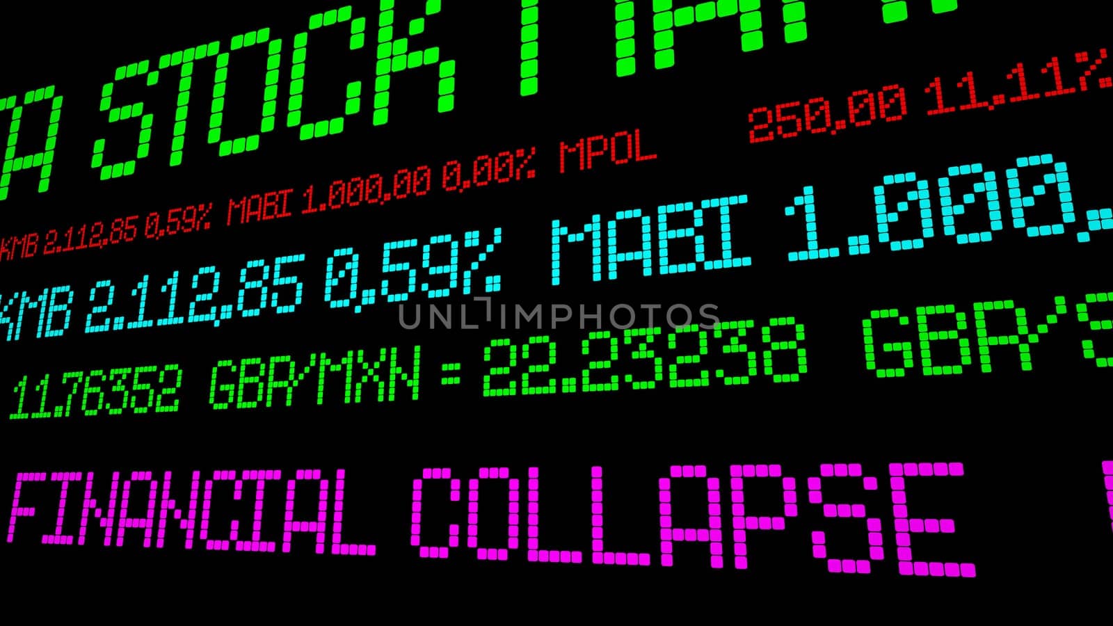 Financial collapse stock ticker