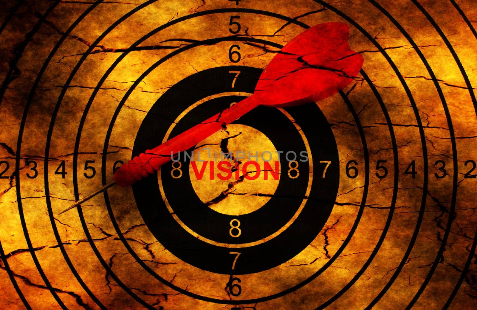 Dart on grunge vision target