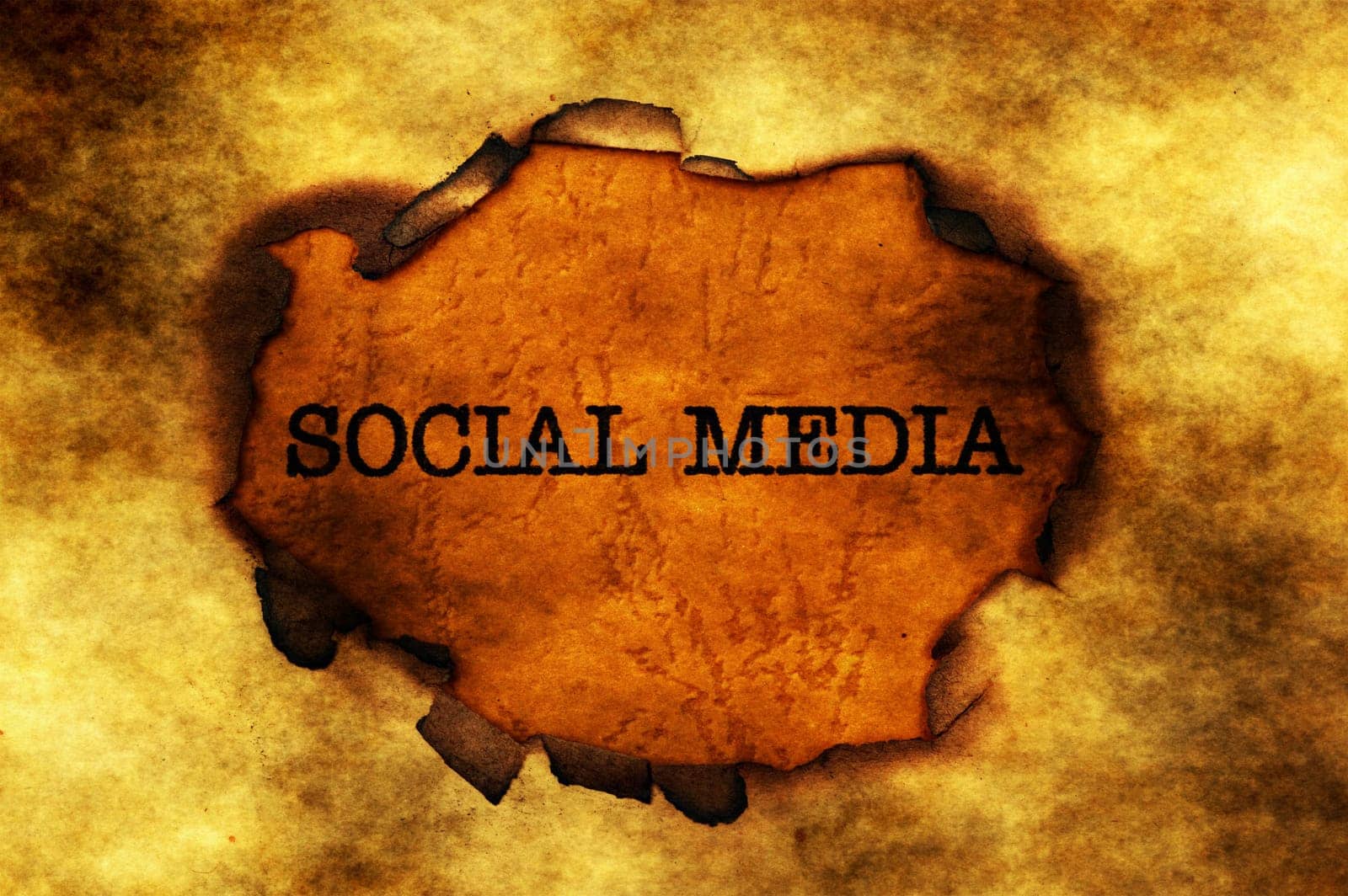 Social media text on paper hole