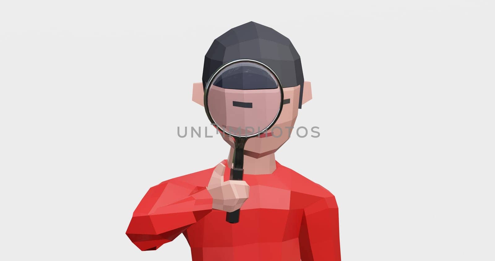 3d render of search, inspect or check with magnifying glass.