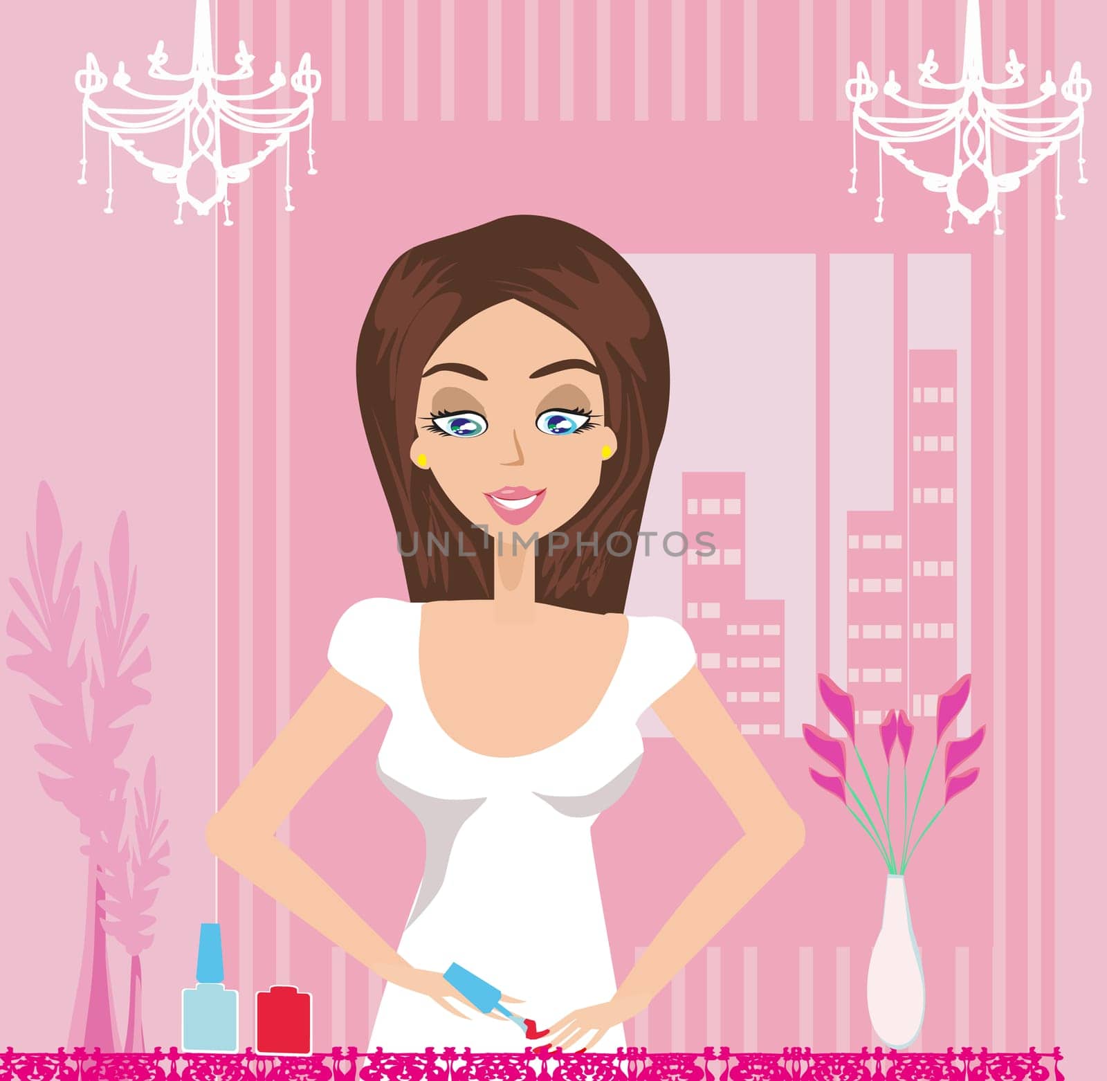 girl painting nails