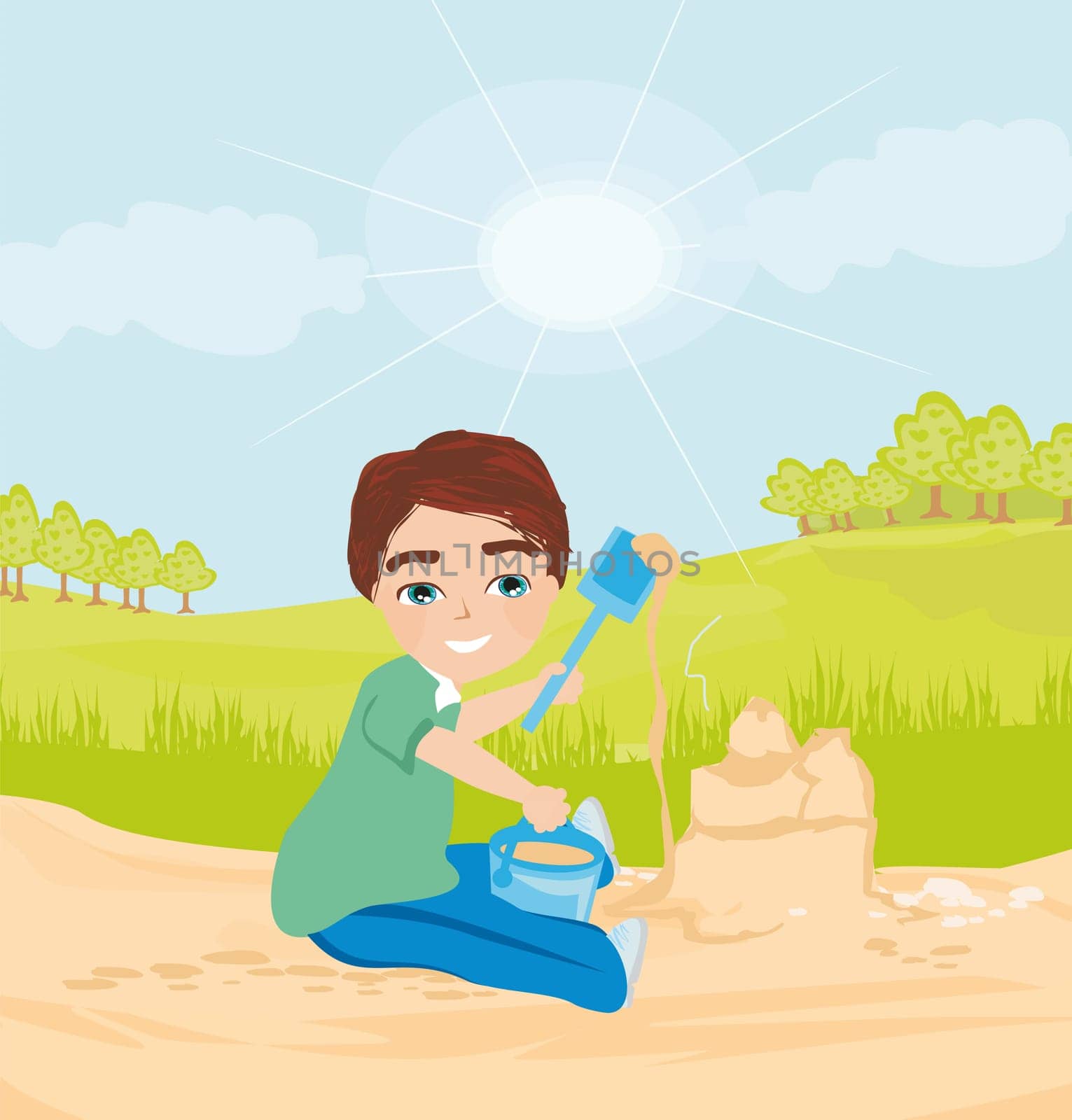 child plays with sand