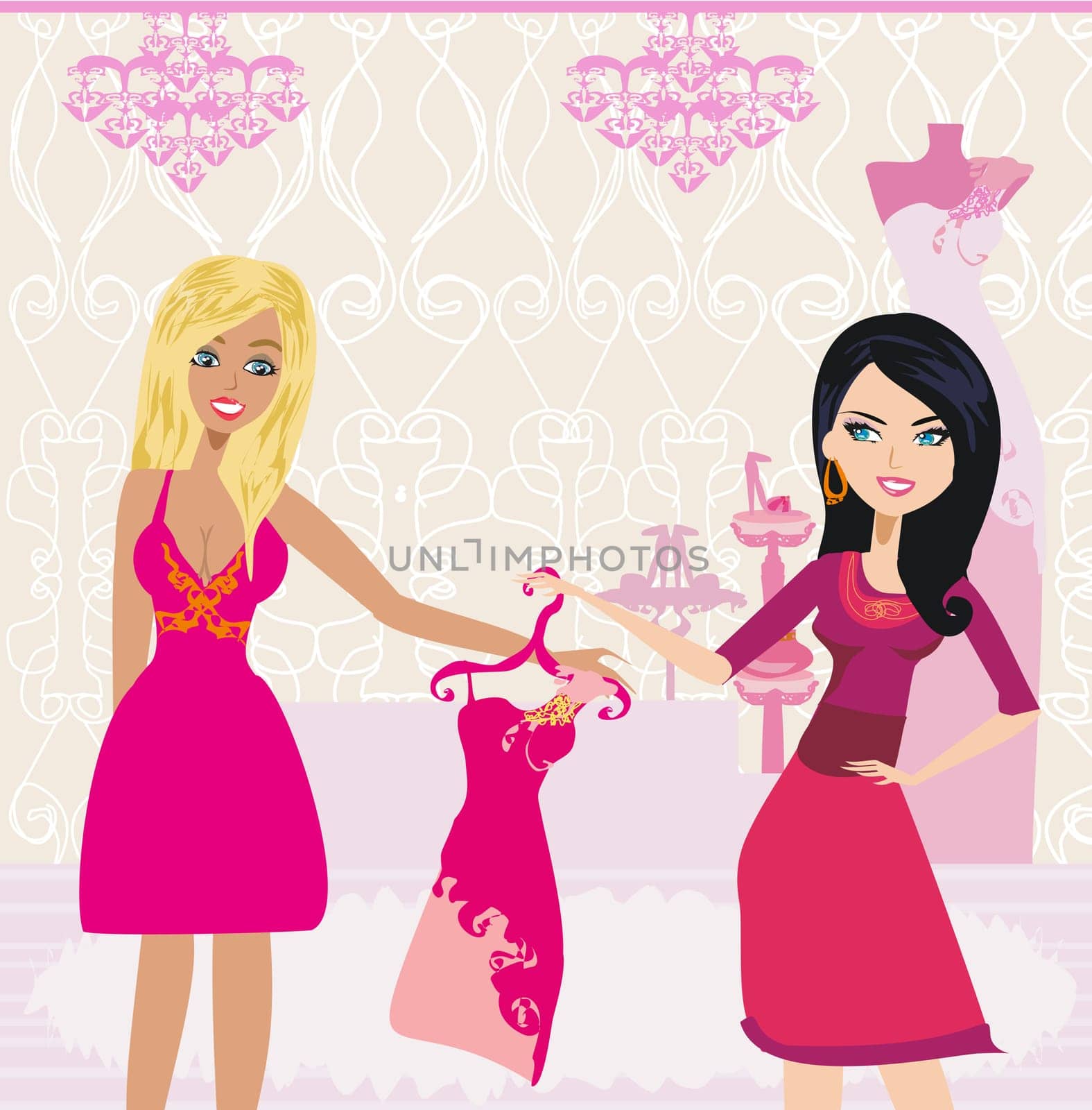 fashion girl Shopping illustration